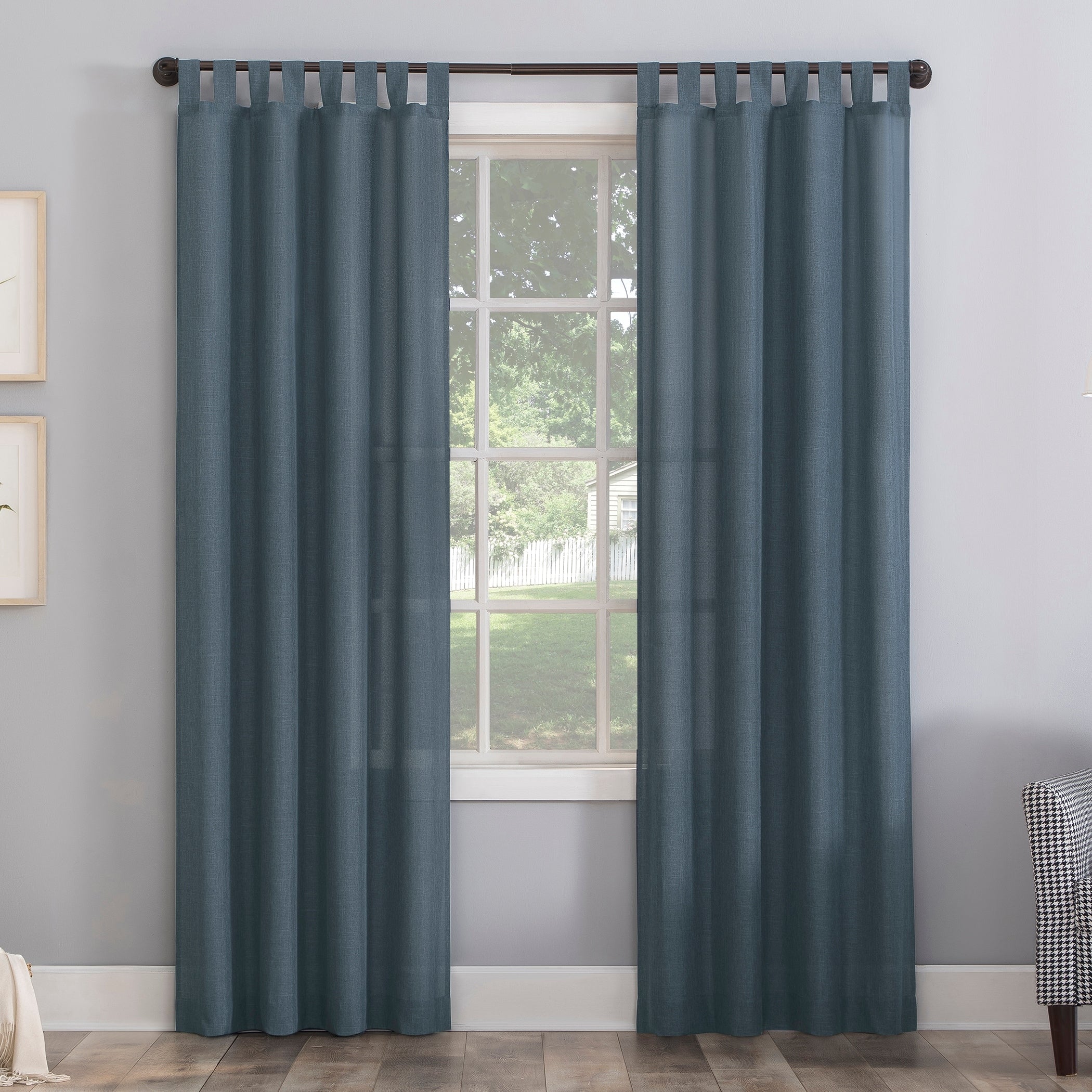 No. 918 Jacob Heathered Texture Semi-Sheer Tab Top Curtain Panel, Single Panel