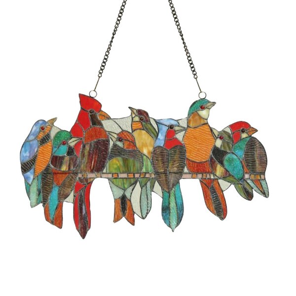 Chloe Tiffany-style Stained Glass Bird Window Panel