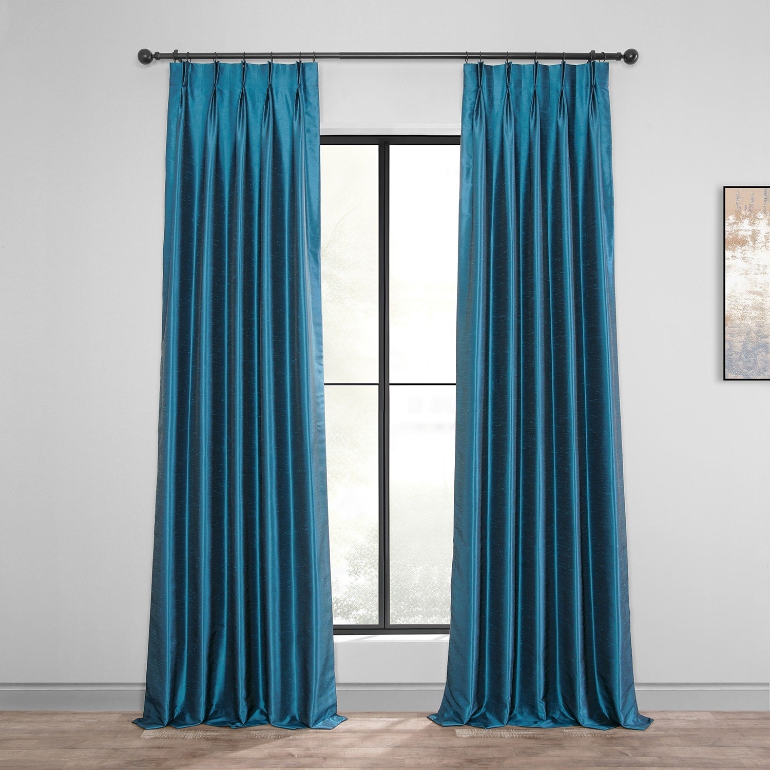 Exclusive Fabrics Solid Vintage Textured Faux Dupioni Silk Pleated Blackout Curtain (1 Panel)