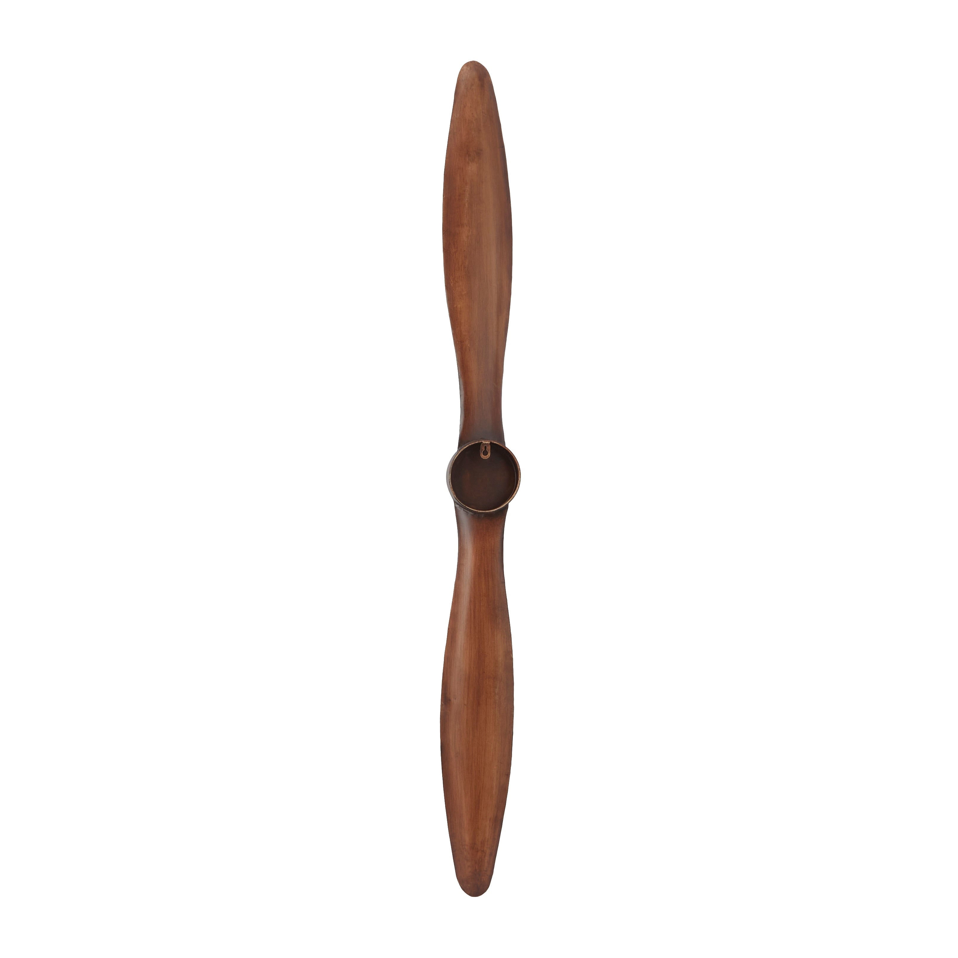 Vintage Brown Metal 2 Blade Airplane Propeller Wall Decor with Aviation Detailing