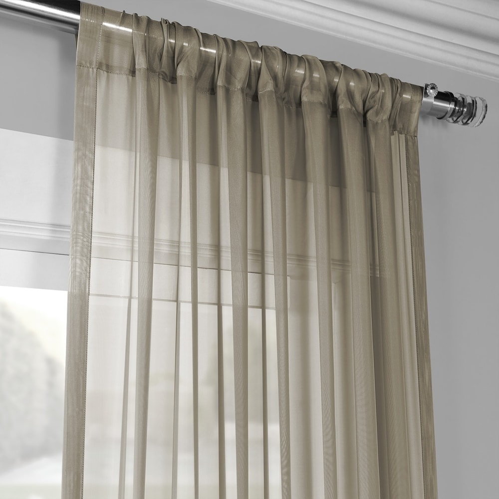 Exclusive Fabrics Voile Poly Sheer Curtain Panel Pair (2 Panels)