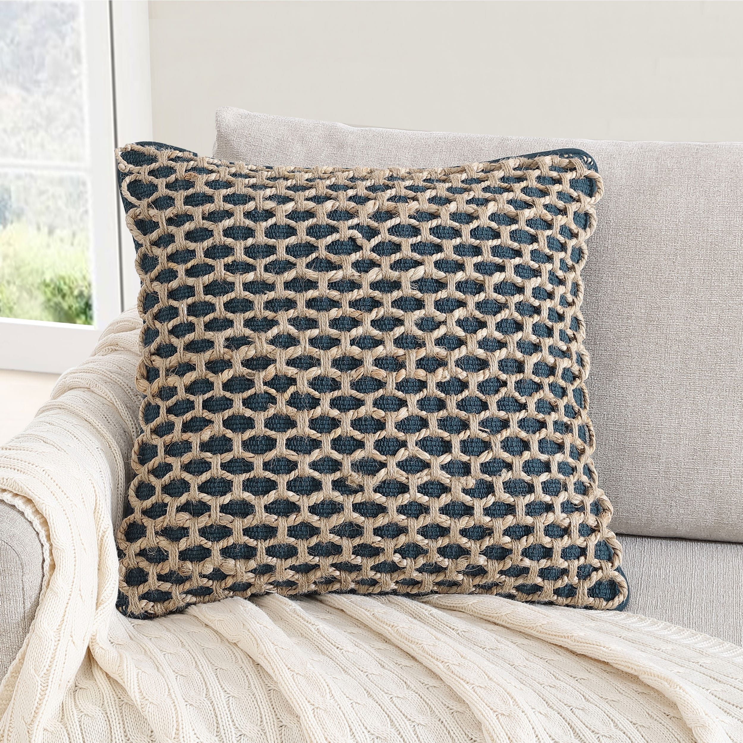 Boho Living Jada Braided Cotton/Jute Throw Pillows