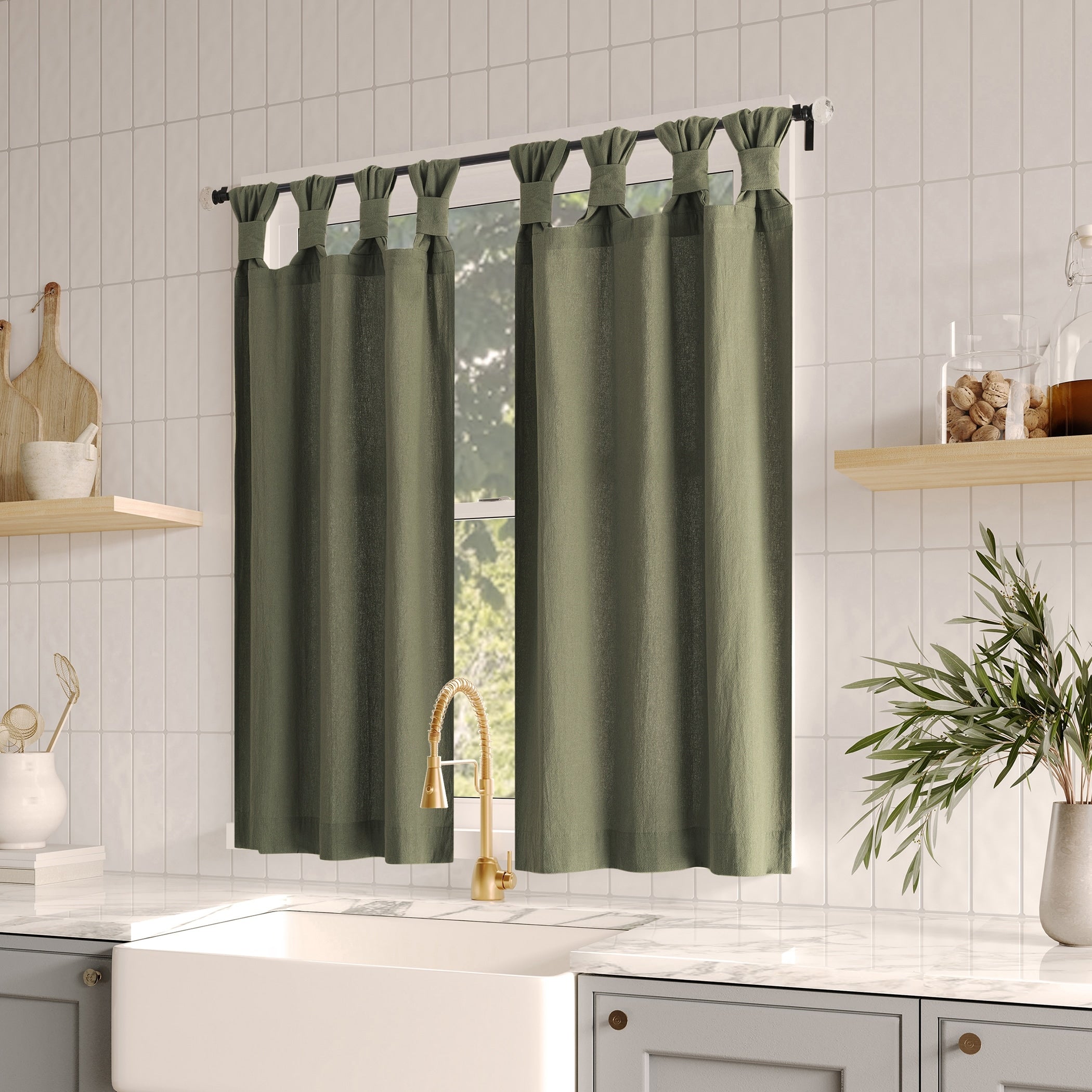 Archaeo Washed Cotton Twist Tab Cafe Curtain Pair