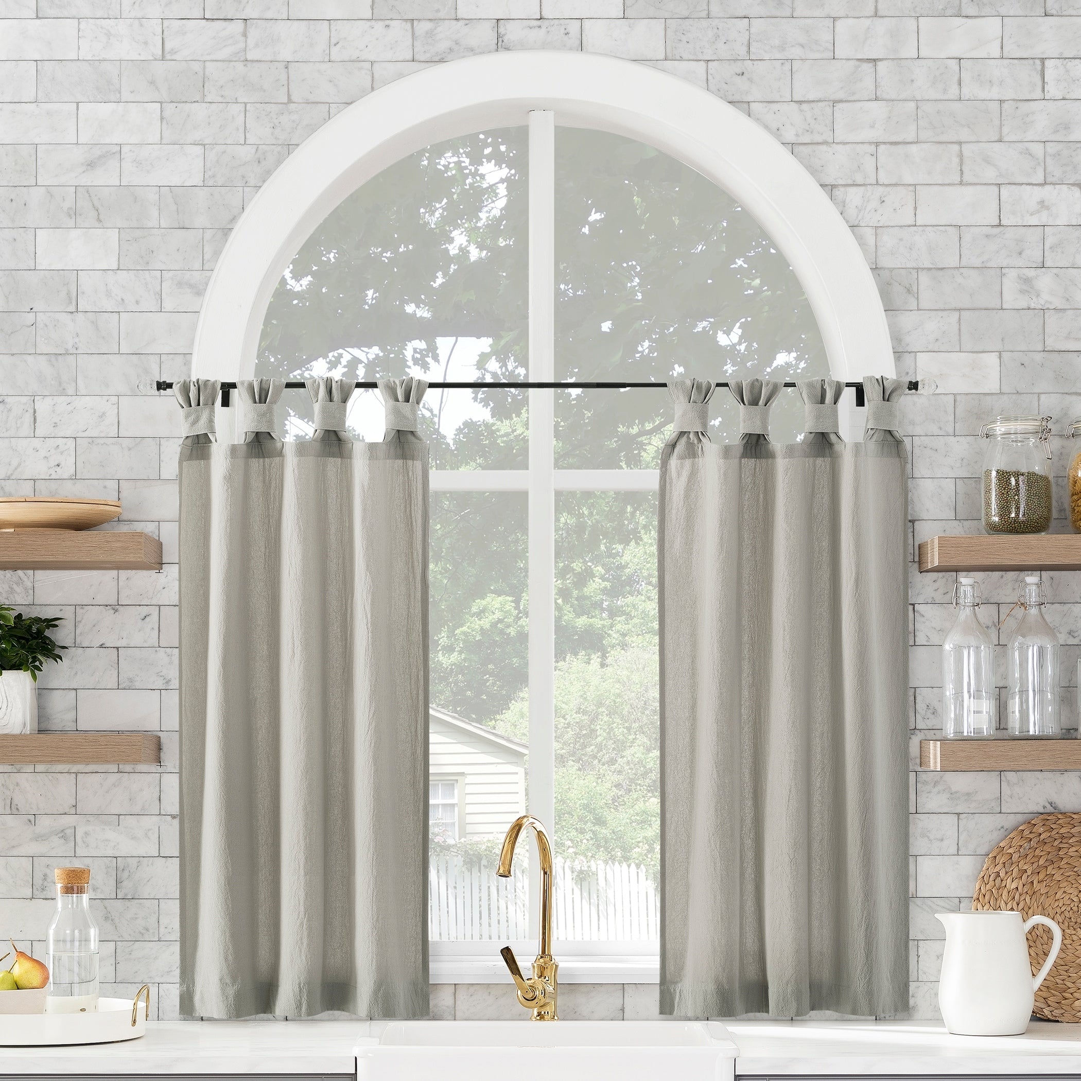 Archaeo Washed Cotton Twist Tab Cafe Curtain Pair