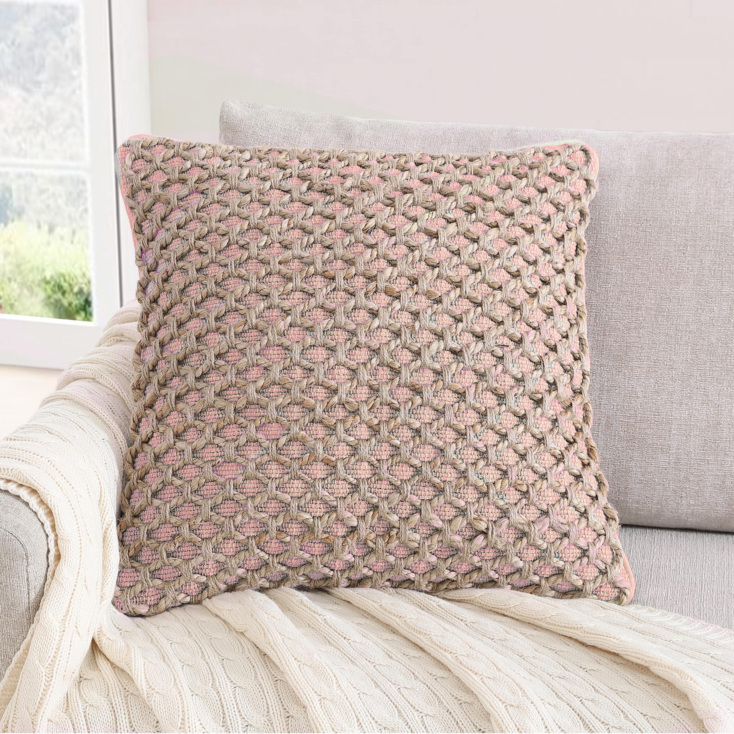 Boho Living Jada Braided Cotton/Jute Throw Pillows