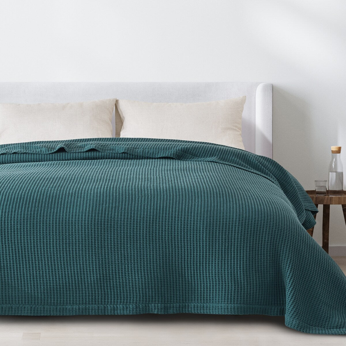 Linery & Co. 100% Cotton All-Season Lightweight Waffle Weave Knit Throw Blanket