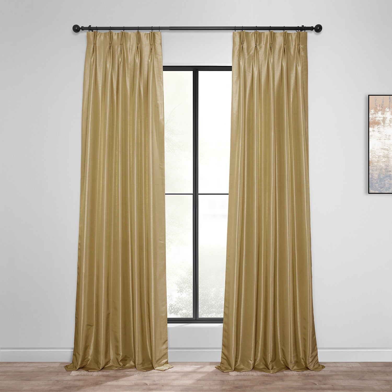 Exclusive Fabrics Solid Vintage Textured Faux Dupioni Silk Pleated Blackout Curtain (1 Panel)