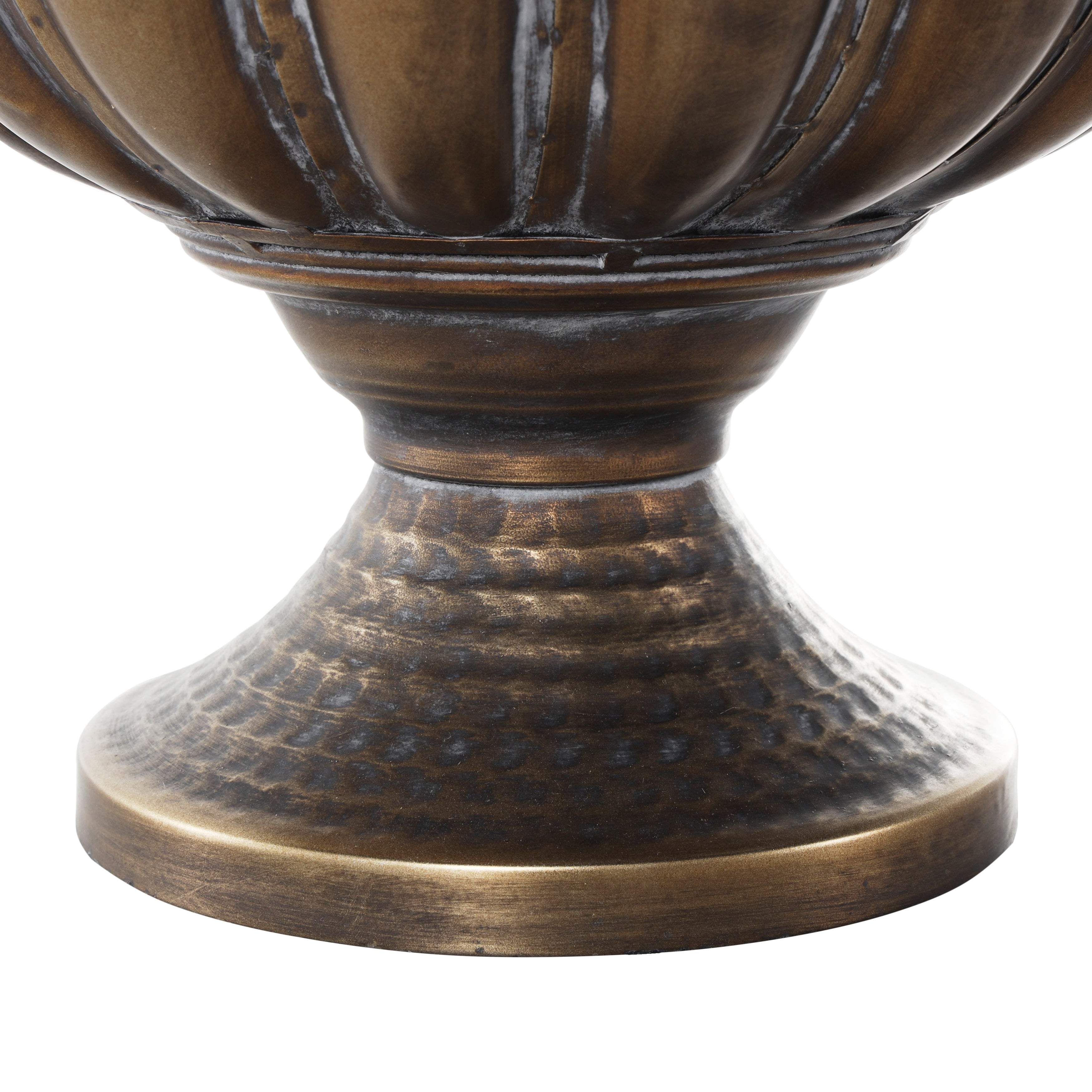 Bronze Metal Urn Shaped Decorative Vase with Cut Outs