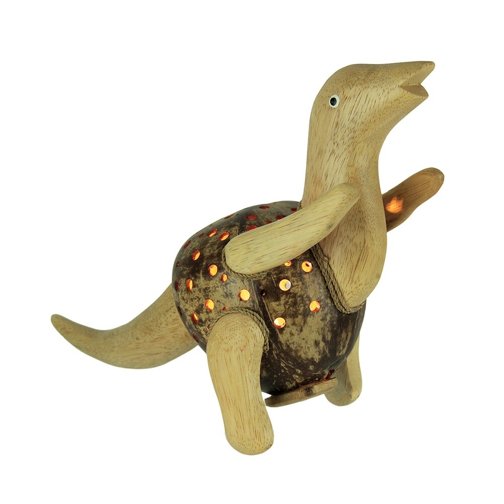 Dinosaurus Rex Wood And Coconut Shell Dinosaur Accent Lamp - 10 X 12.25 X 5 inches