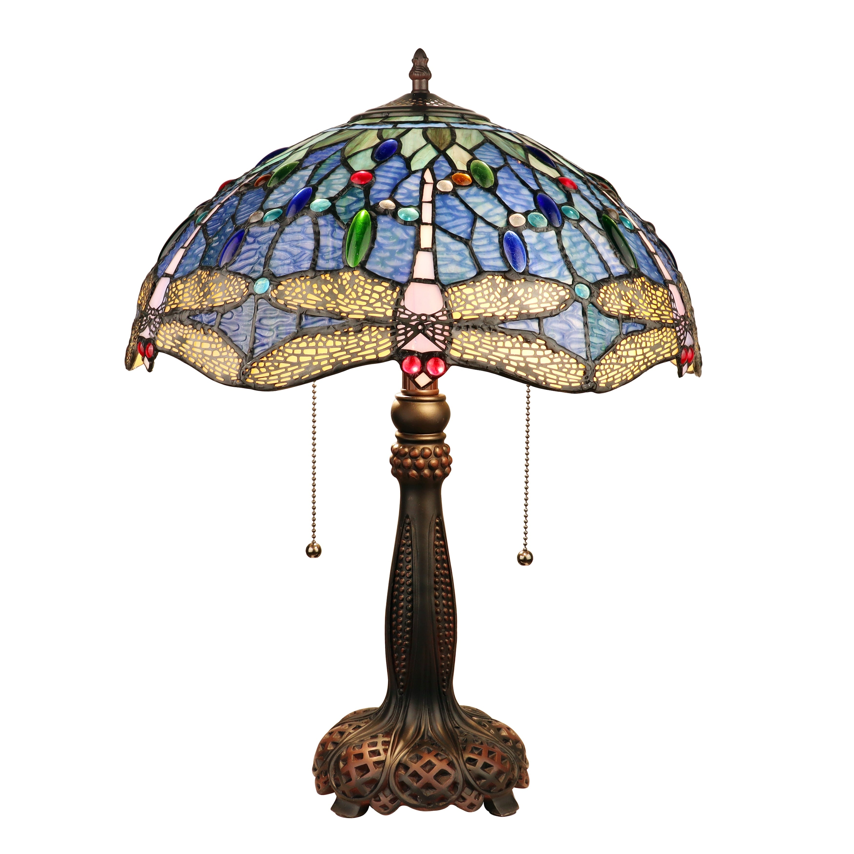 Tiffany Style Dragonfly Design 2-light Dark Bronze Table Lamp