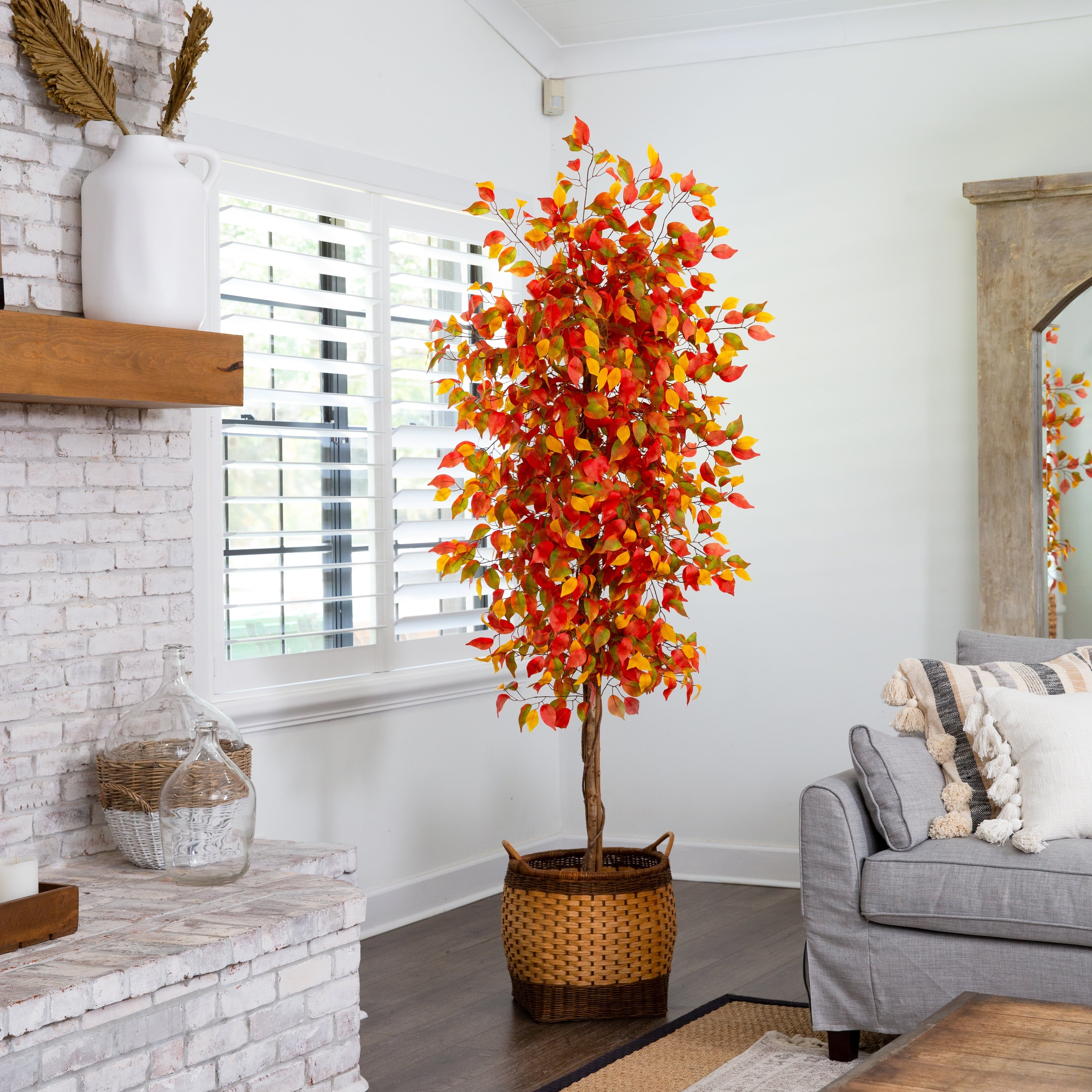 7' Autumn Ficus Artificial Fall Tree