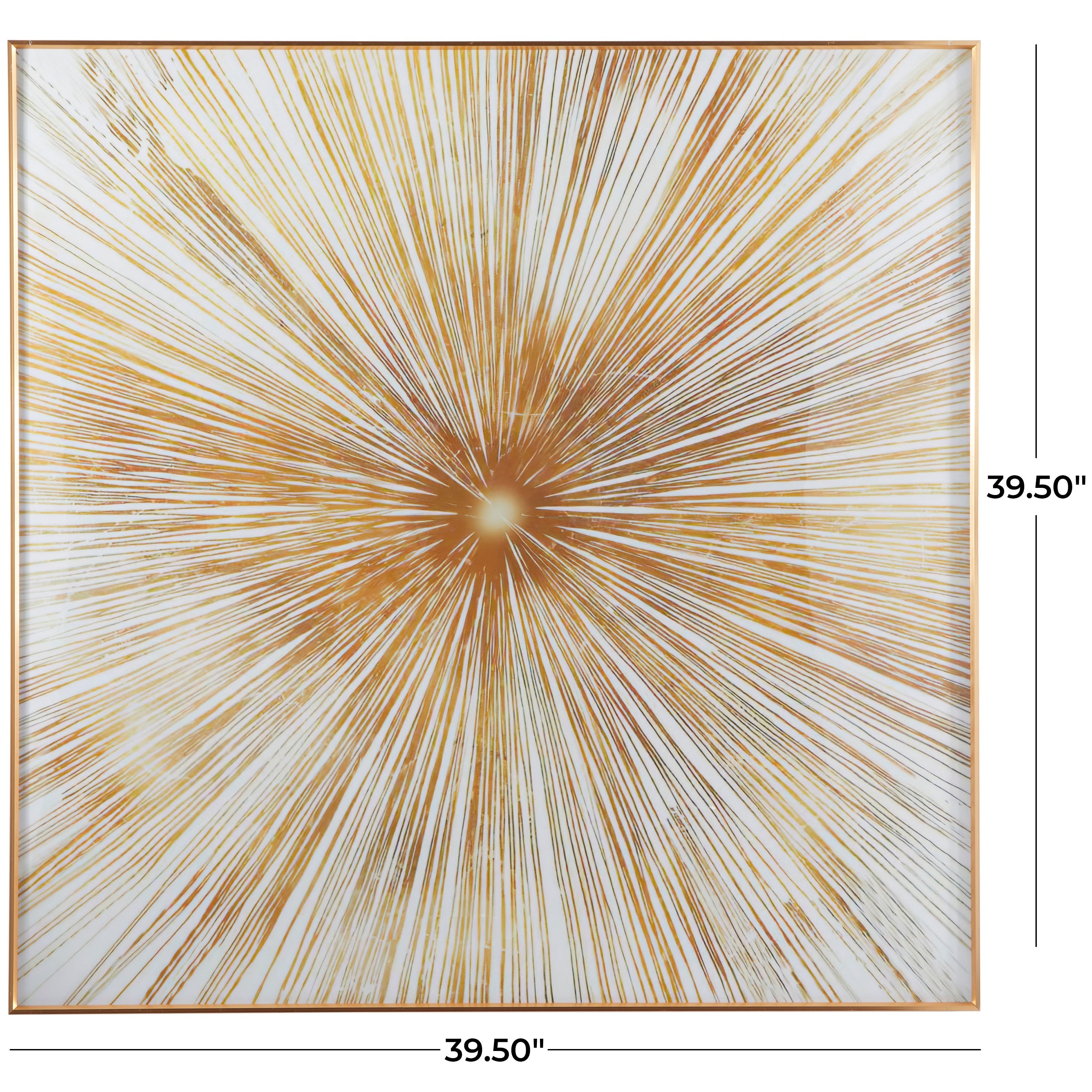 CosmoLiving by Cosmopolitan Porcelain Ceramic Radial Starburst Framed Wall Art with Gold Aluminum Frame - Gold or Dark Blue