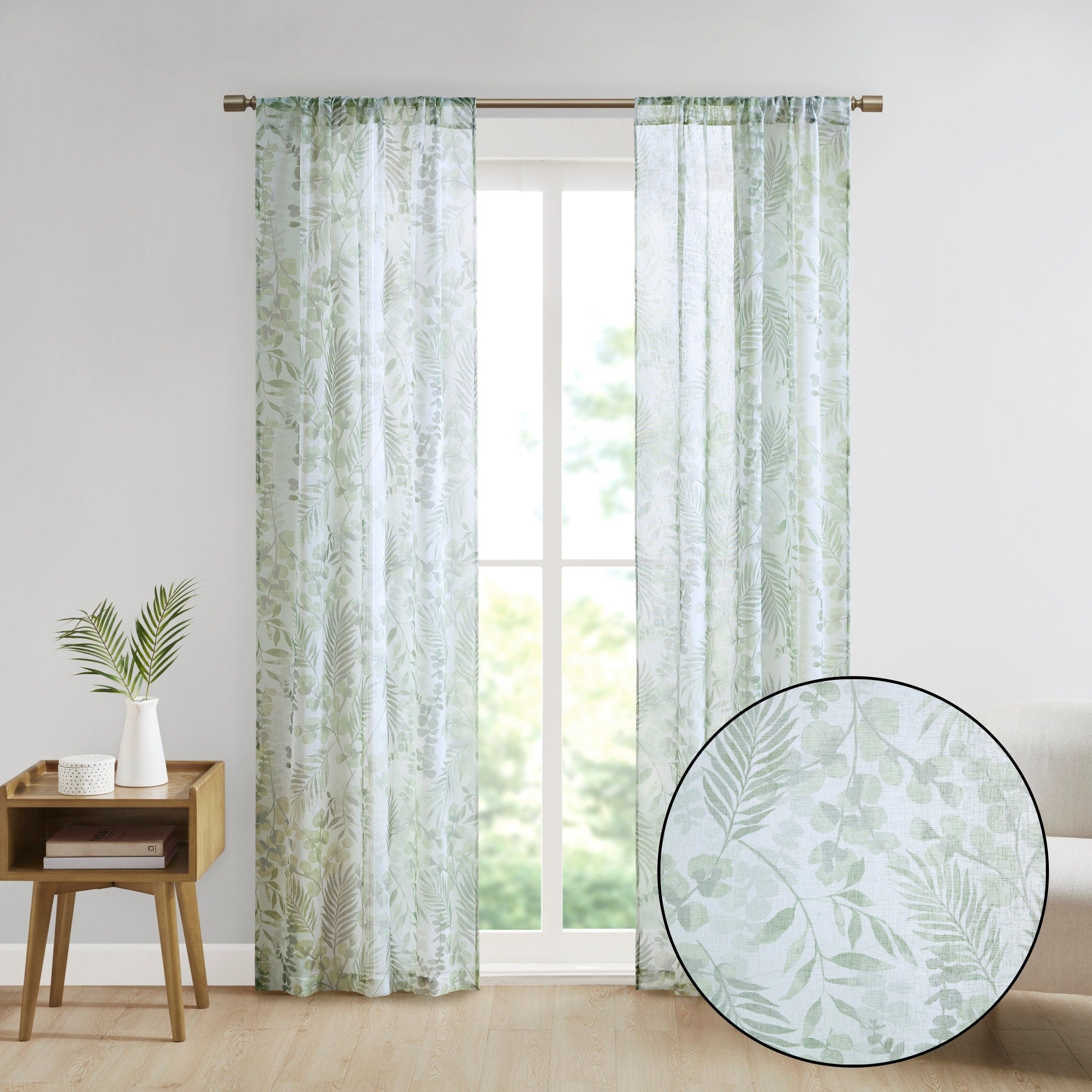 Madison Park Tulia Botanical Printed Texture Sheer Window Curtain Pair