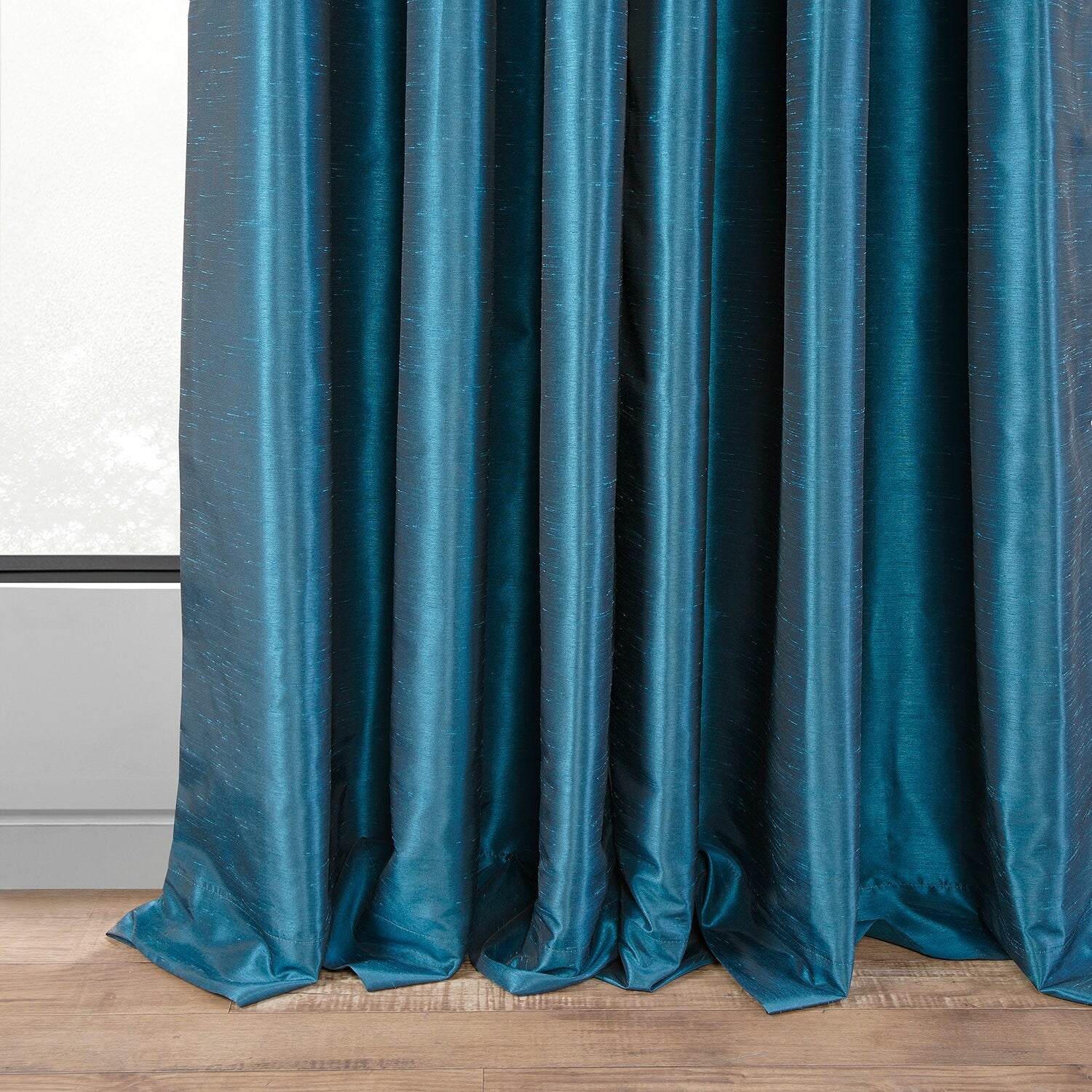 Exclusive Fabrics Solid Vintage Textured Faux Dupioni Silk Pleated Blackout Curtain (1 Panel)