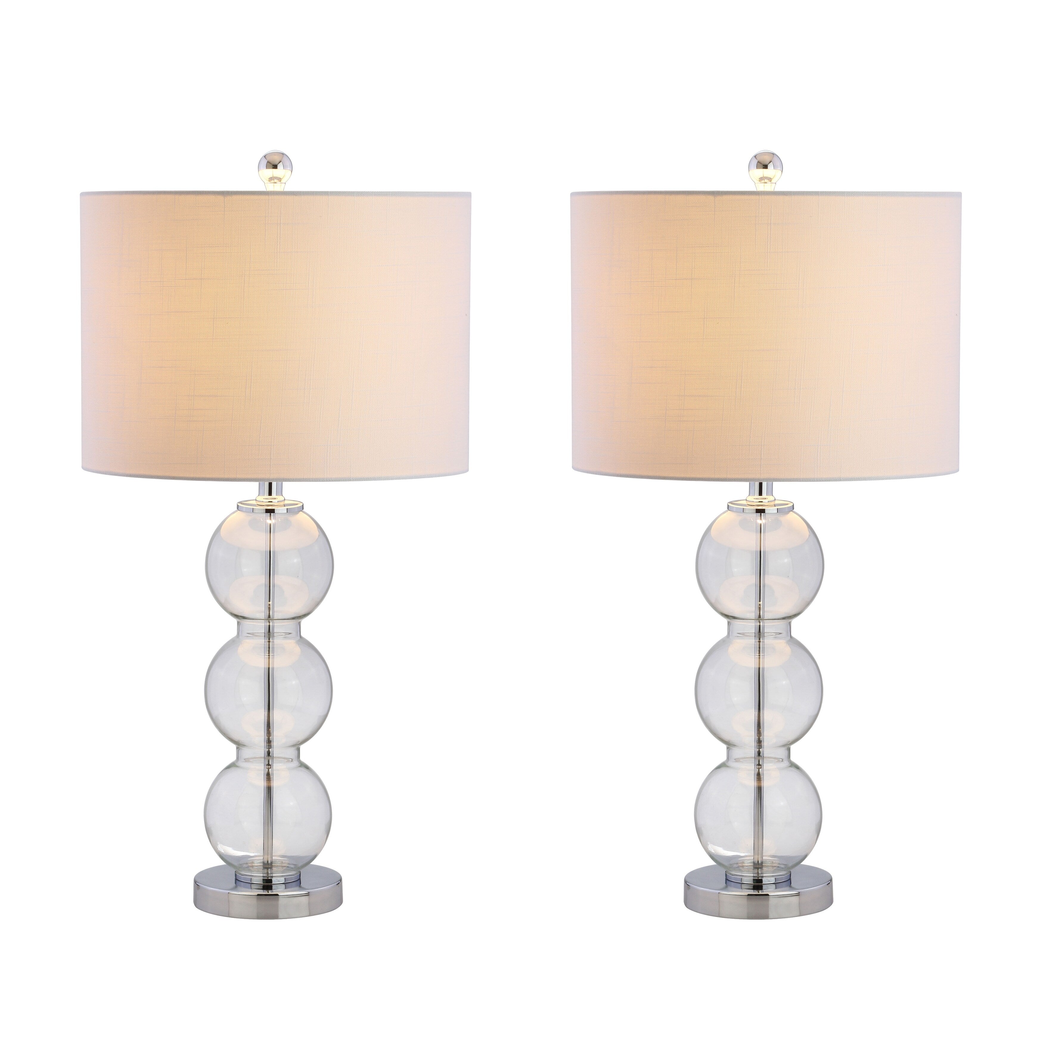 Ella 27 Glass Triple-Sphere LED Table Lamp, Mercury Silver/Chrome (Set of 2) by JONATHAN Y