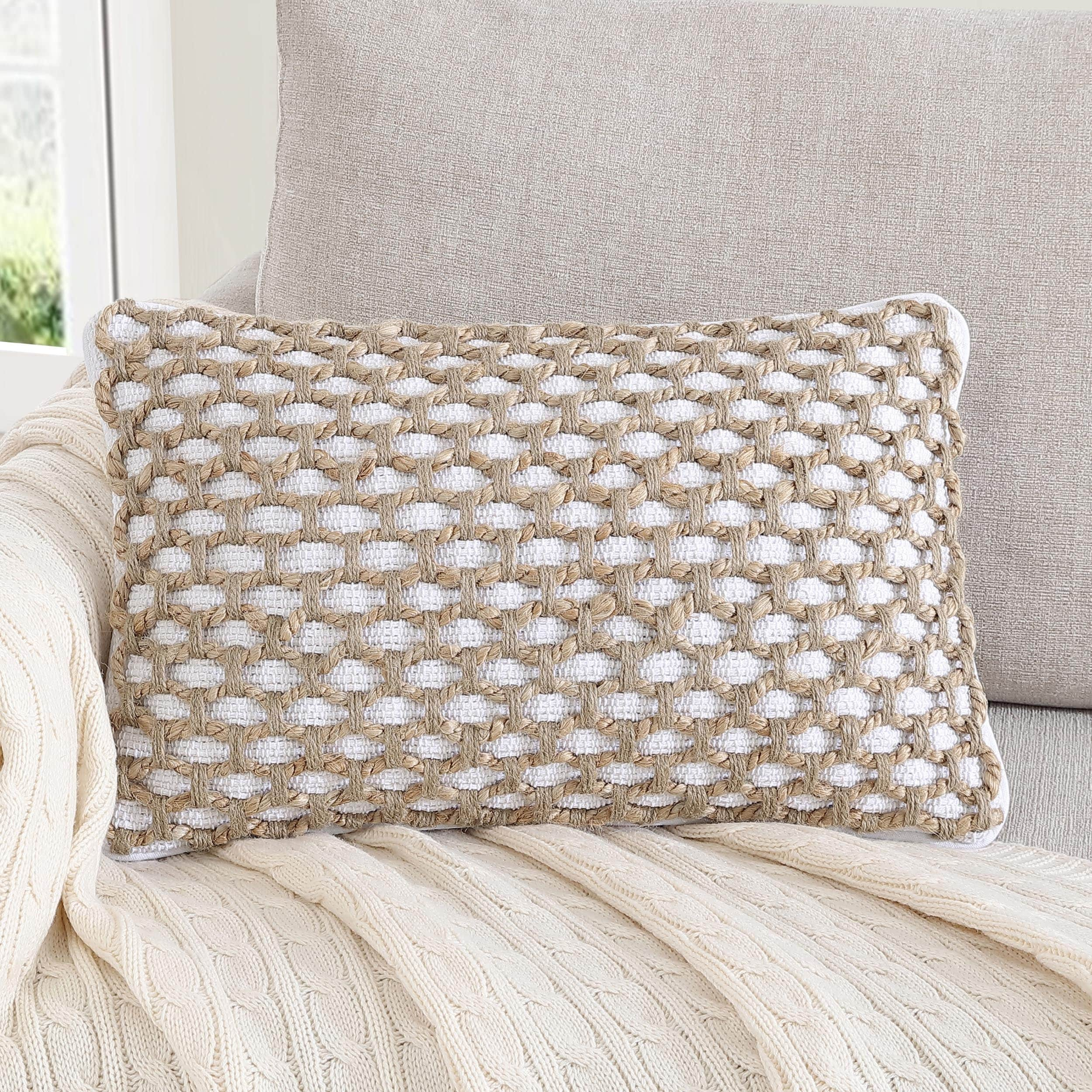 Boho Living Jada Braided Cotton/Jute Throw Pillows