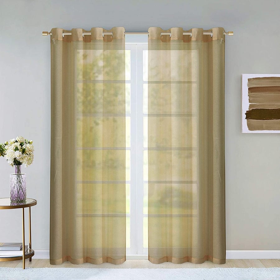 Dainty Home Malibu Extra Wide Curtains Solid Sheer Window Curtain Panel Pair