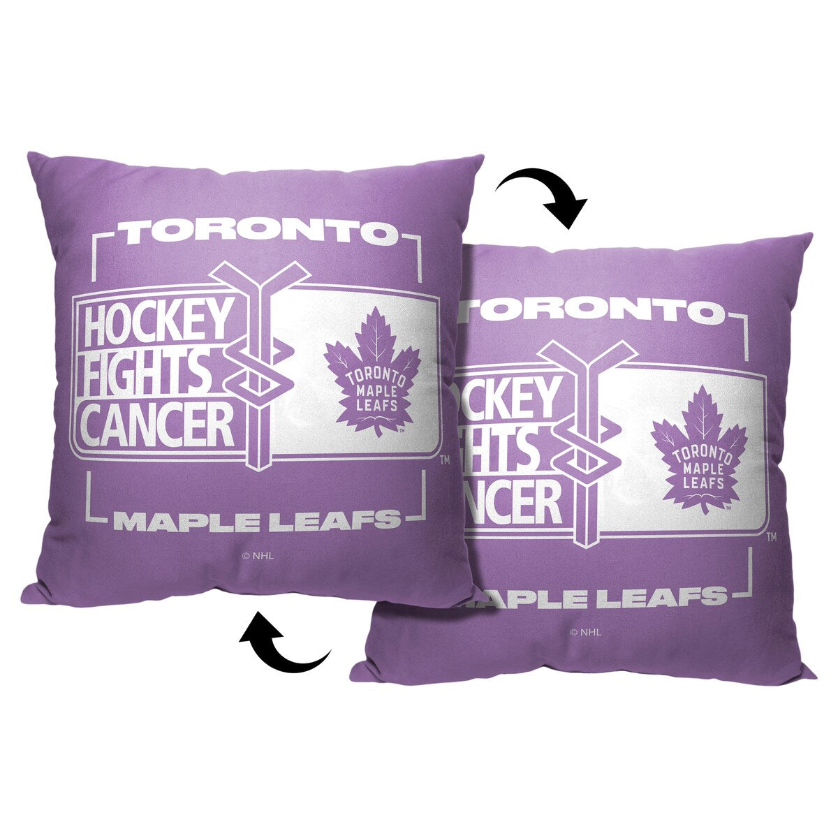 NHL Hockey Fights Cancer Fight For Maple Leafs Printed Throw Pillow - Purple