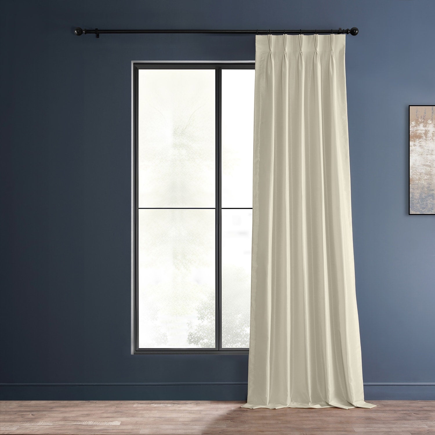 Exclusive Fabrics Solid Vintage Textured Faux Dupioni Silk Pleated Blackout Curtain (1 Panel)