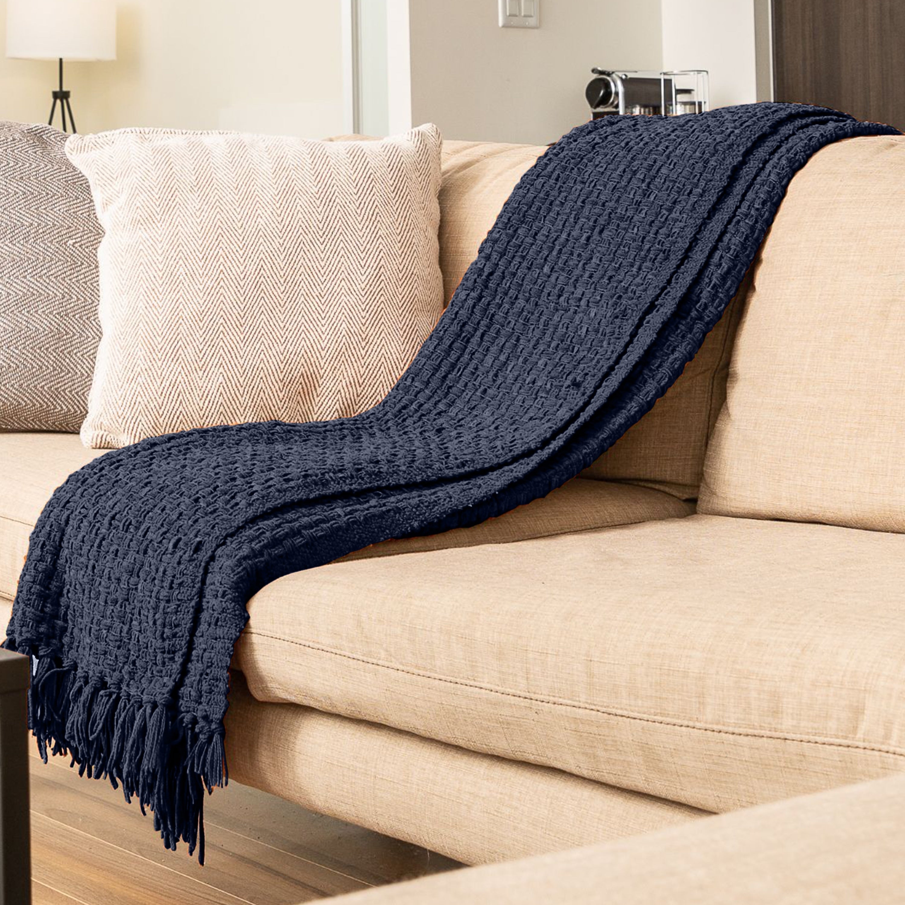 Fabstyles Chenille Basket Weave Polyester Throw Blanket