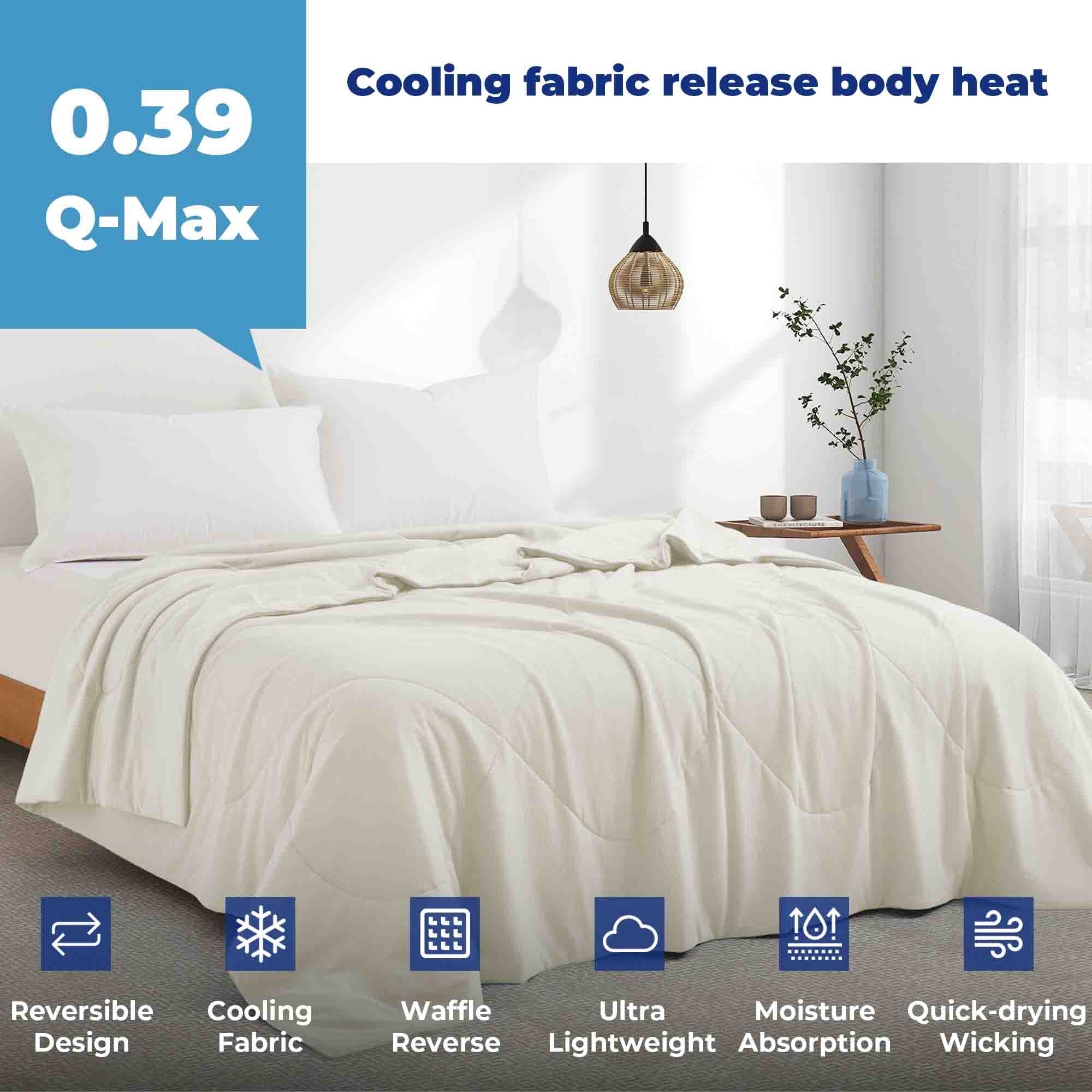 Lightweight Breathable Cooling Waffle Reversible Summer Blanket, Dual-side Cool Touch Comforter