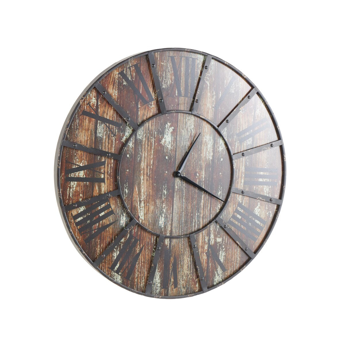 Wooden Decorative Wall Clock with Black Accents - Brown - Roche River Decor