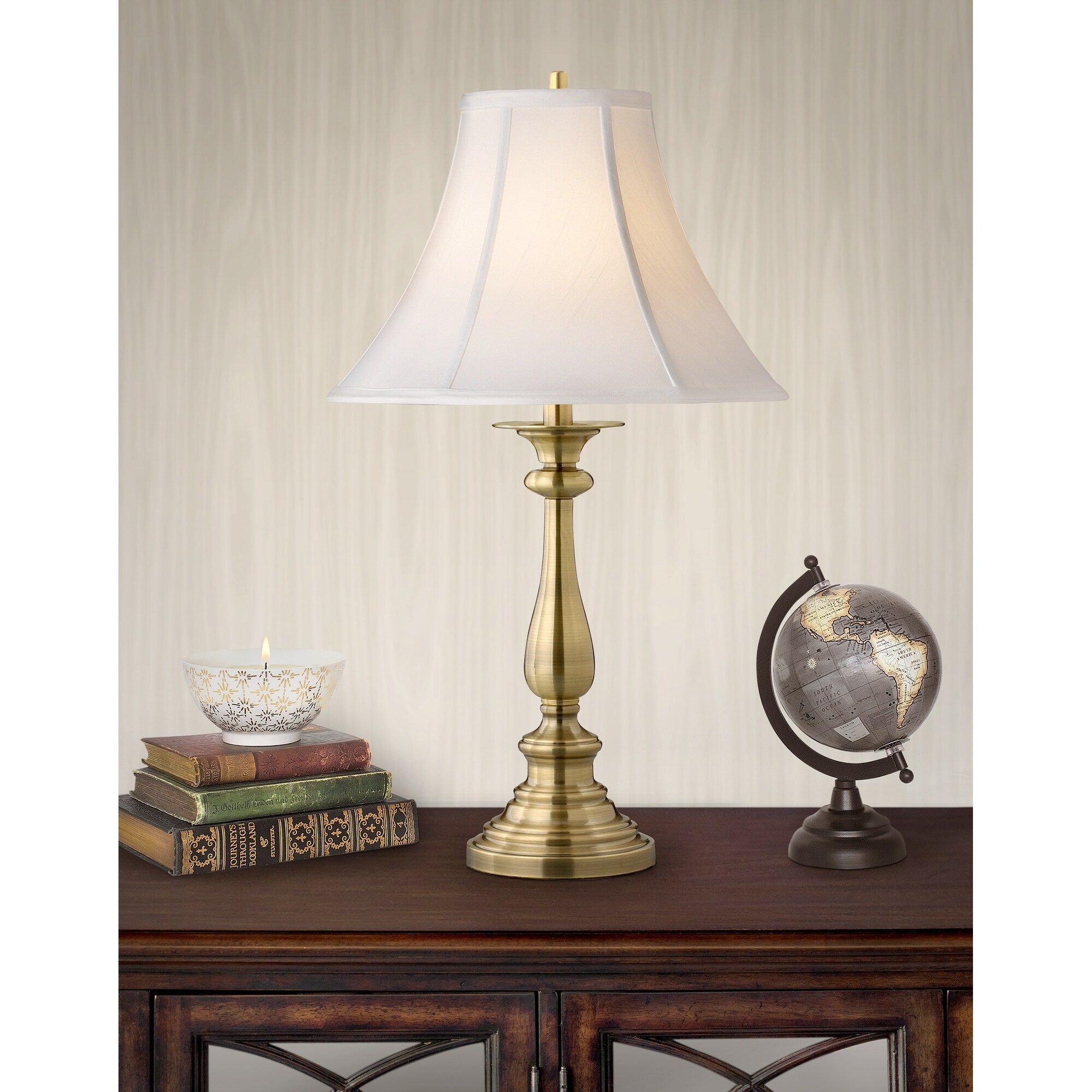 Patrick Henry 27 in. Satin Antique Brass Table Lamp