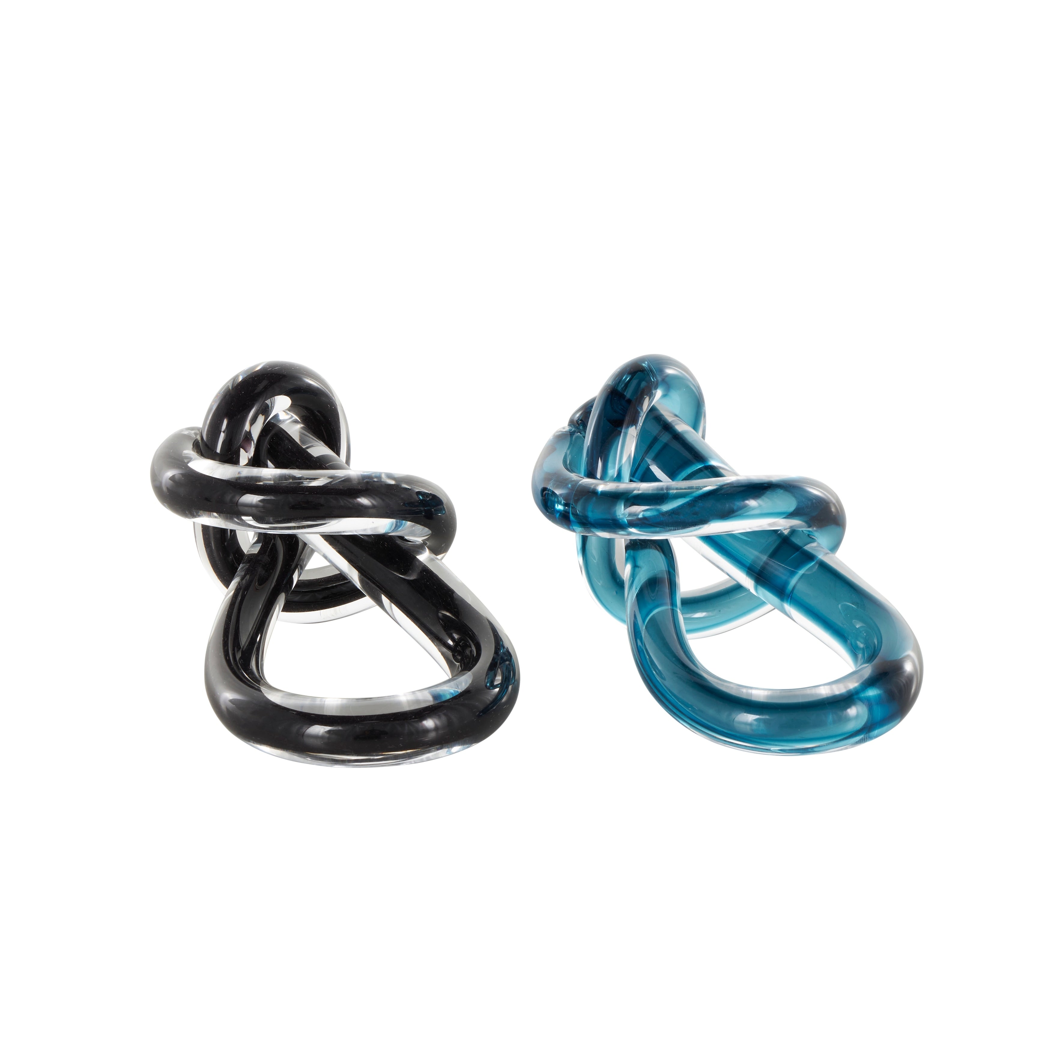 Black or Blue Glass Handmade Knot Sculpture (Set of 2)