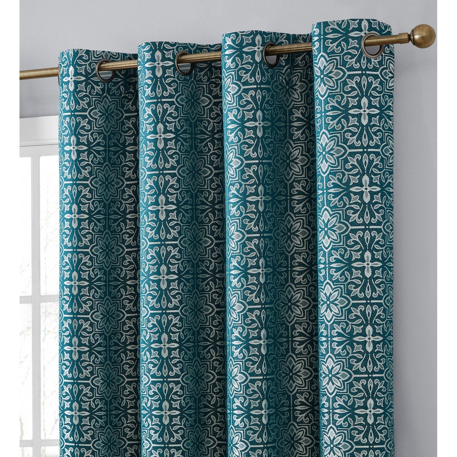 HLC.me Mia Tile 100% Complete Blackout Thermal Insulated Heat/Cold/UV Blocking Grommet Curtain Panels - Pair