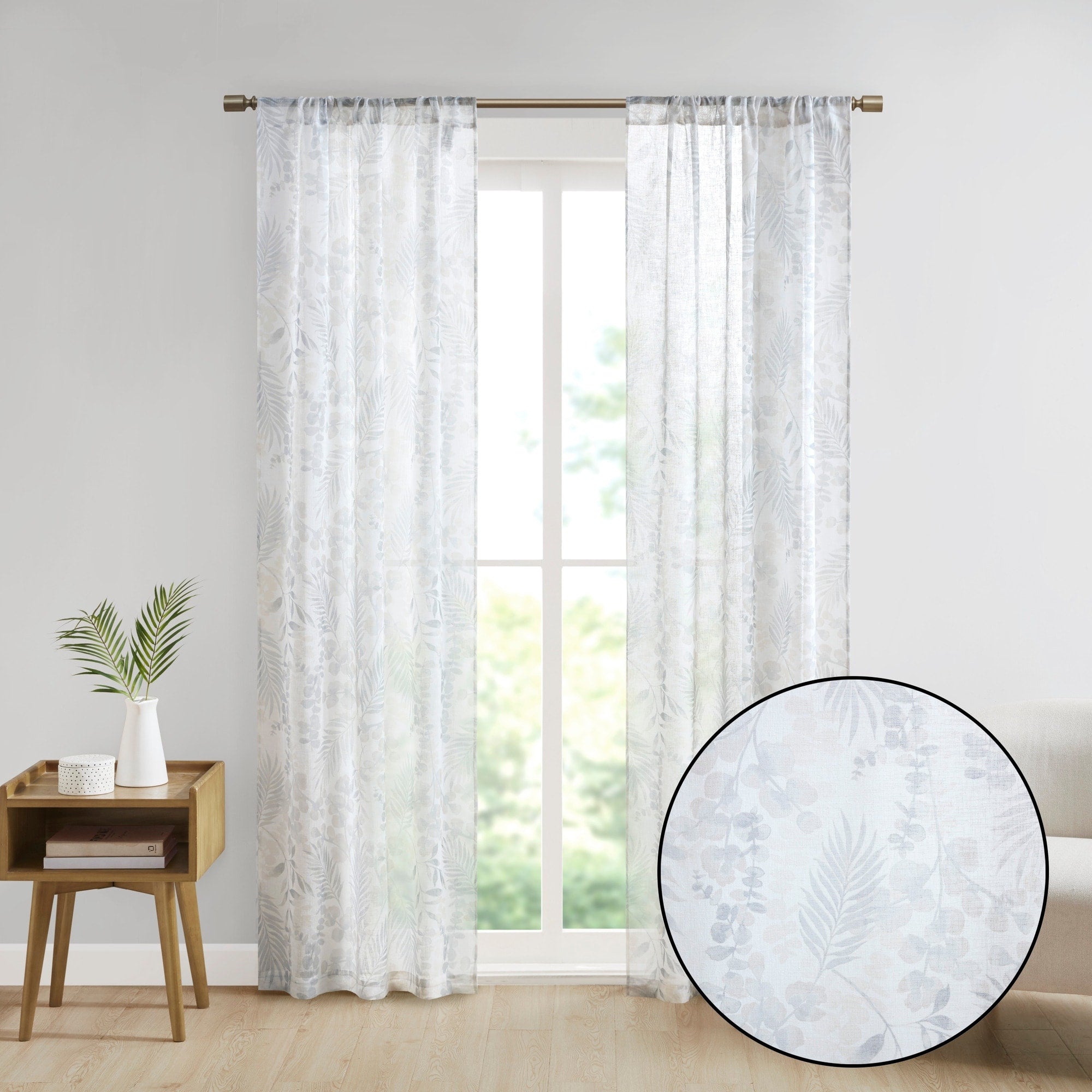 Madison Park Tulia Botanical Printed Texture Sheer Window Curtain Pair