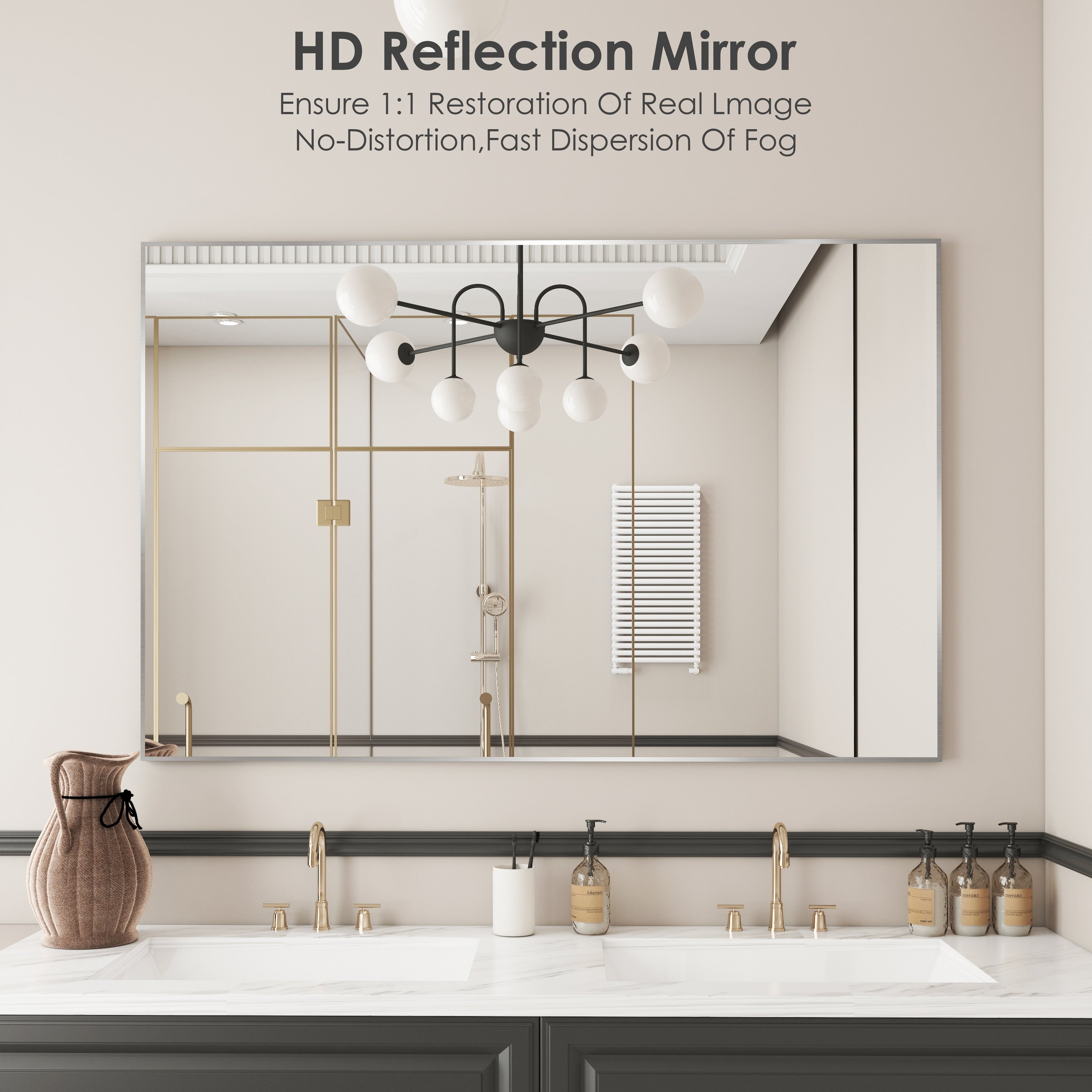 Aluminum Alloy Framed Wall Mounted Bathroom Vanity Accent Mirror in