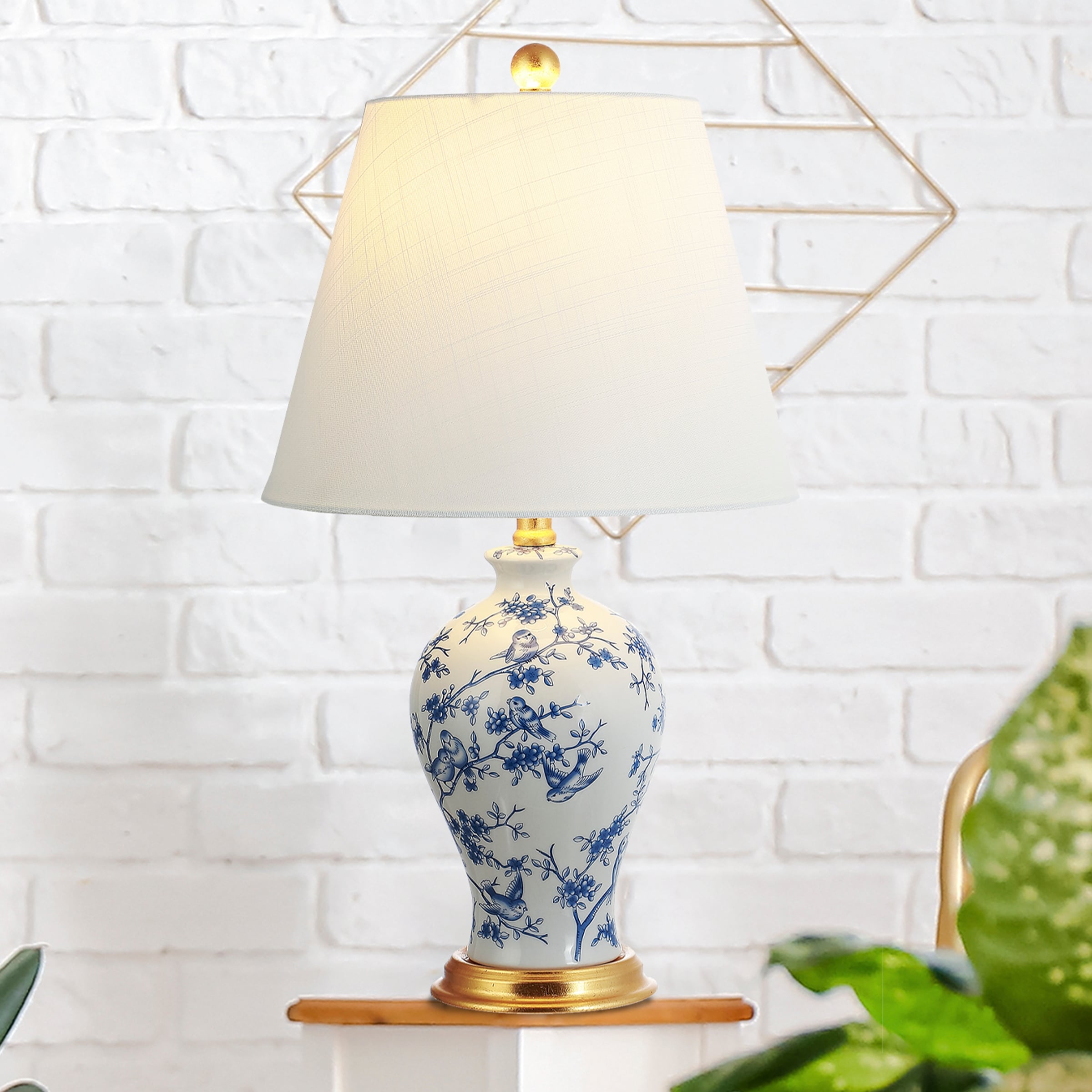 Grace 24 Floral LED Table Lamp, Multi/Brass by JONATHAN Y