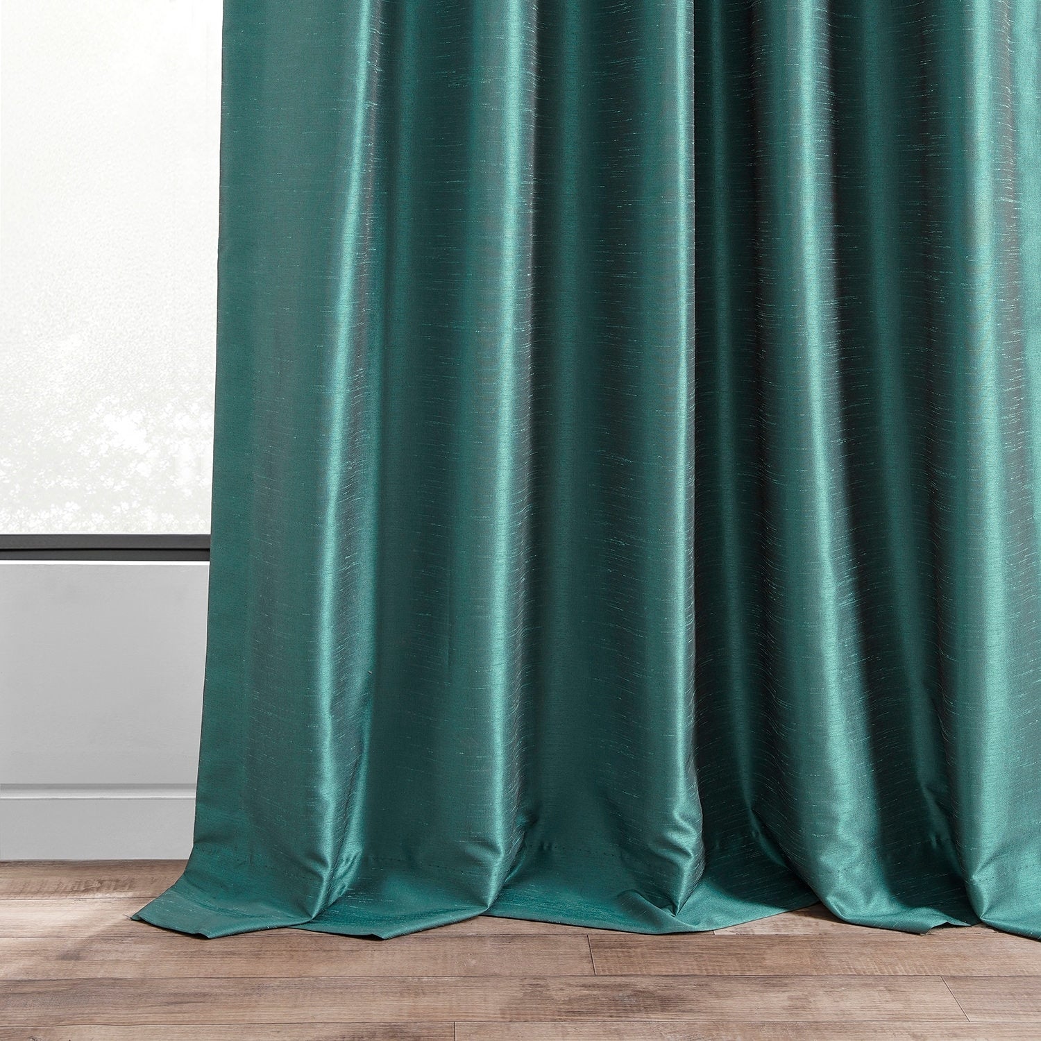 Exclusive Fabrics Solid Vintage Textured Faux Dupioni Silk Pleated Blackout Curtain (1 Panel)