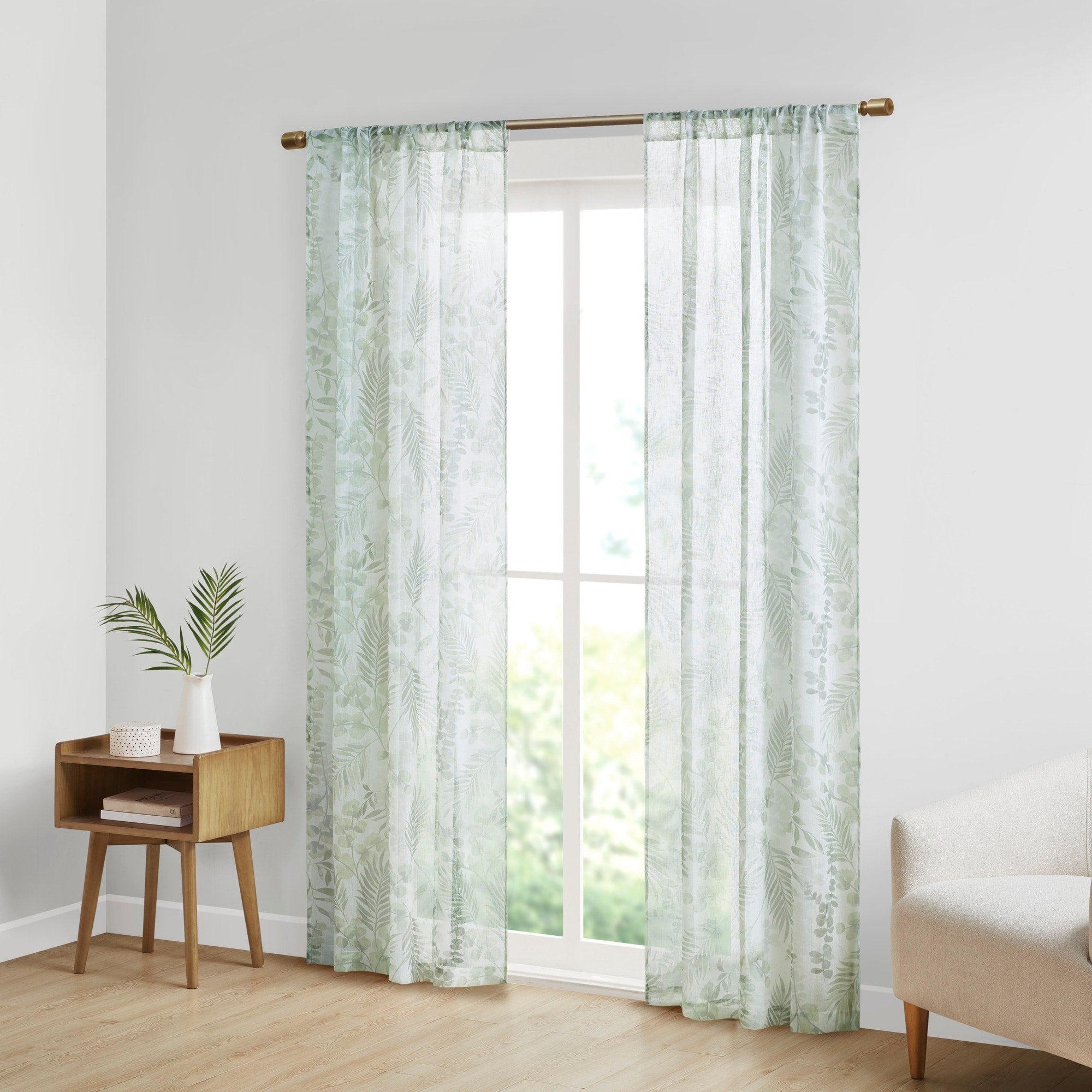 Madison Park Tulia Botanical Printed Texture Sheer Window Curtain Pair