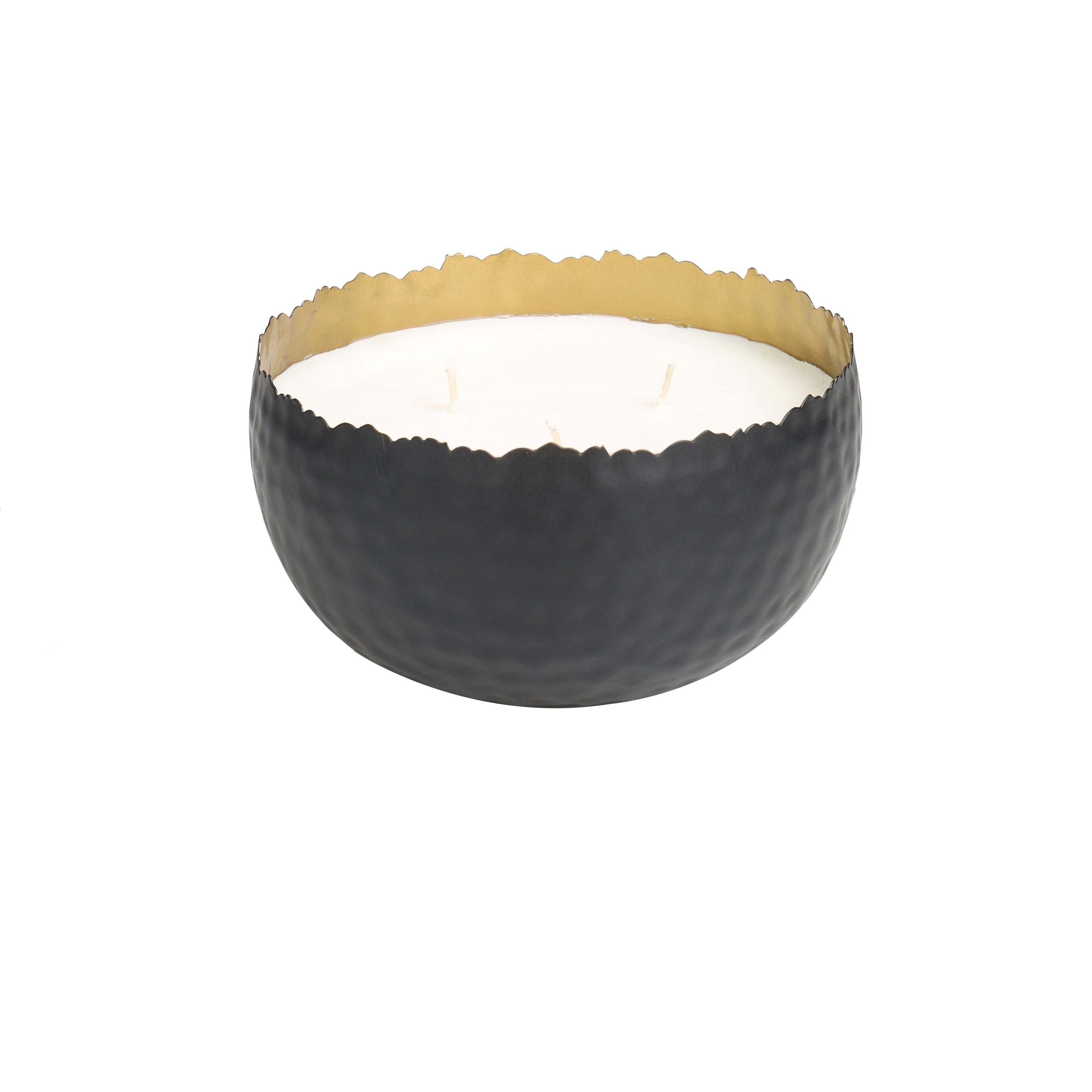 Gold or Black or Silver Metal Scented Hammered 30 oz 3 Wick Candle with White Wax