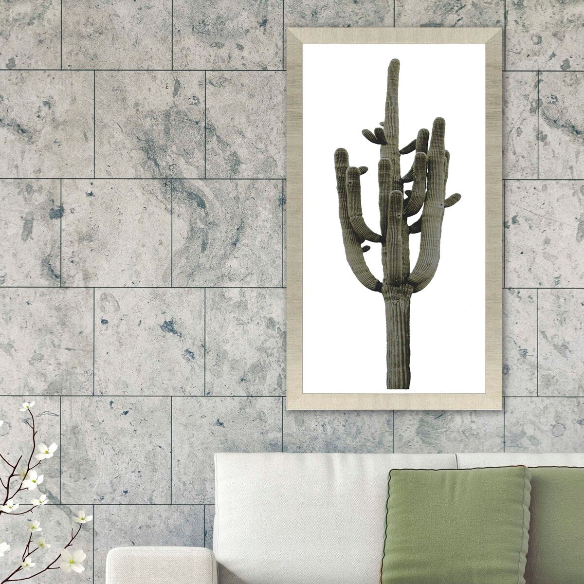 Saguaro II Framed Art Giclee Under Glass - Green