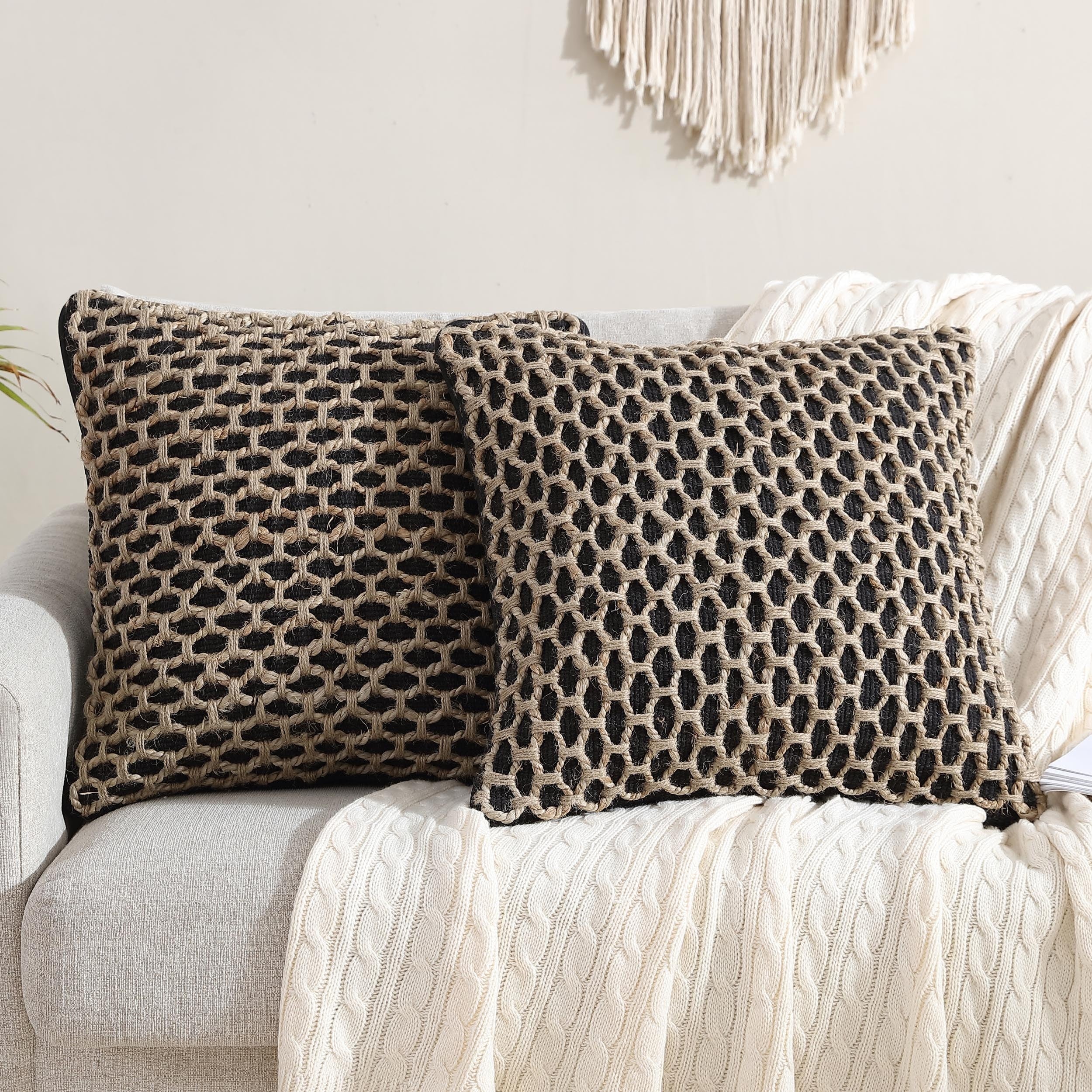 Boho Living Jada Braided Cotton/Jute Throw Pillows