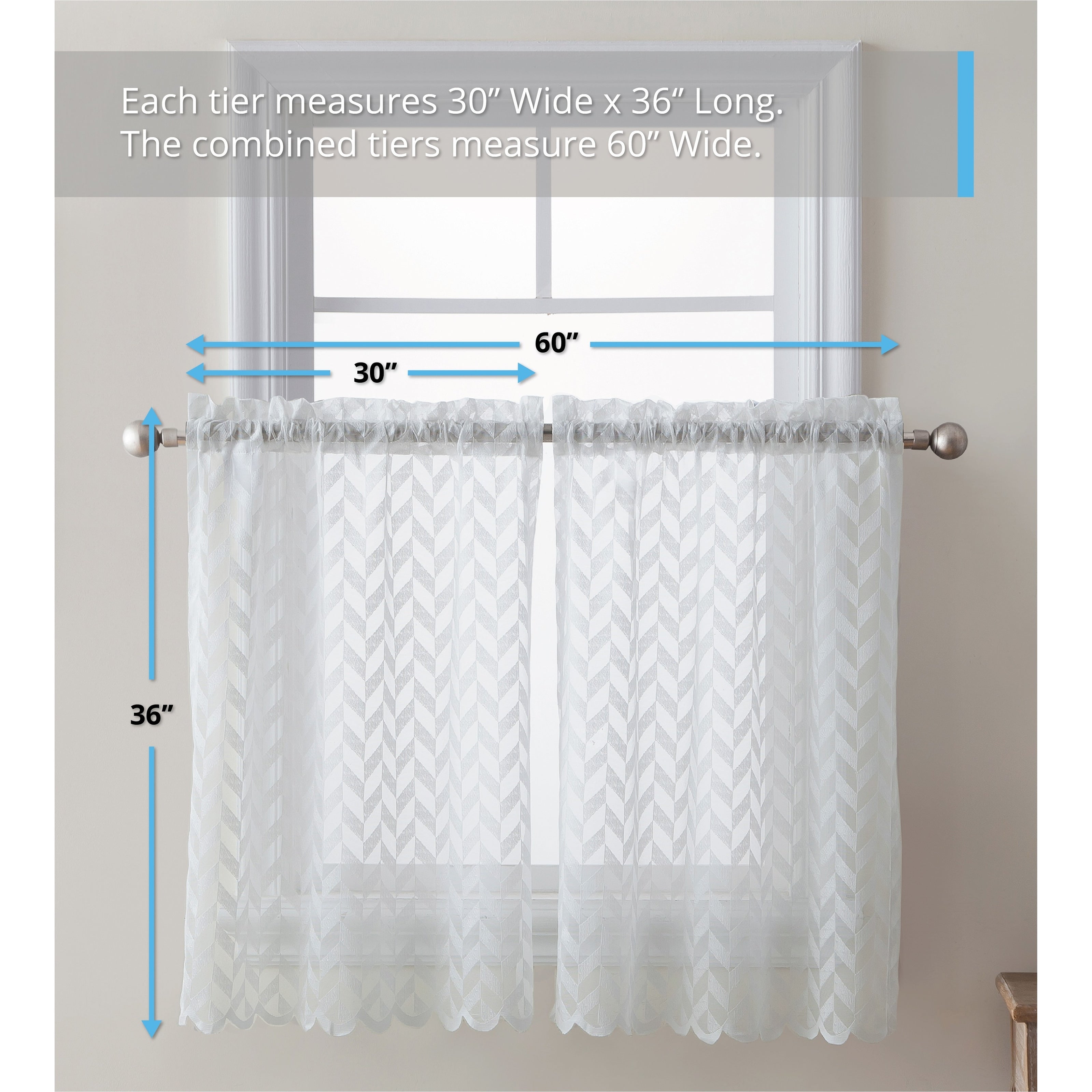 HLC.me Herringbone Lace Sheer Kitchen Cafe Curtain Tiers Swags Valance for Small Windows & Bathroom