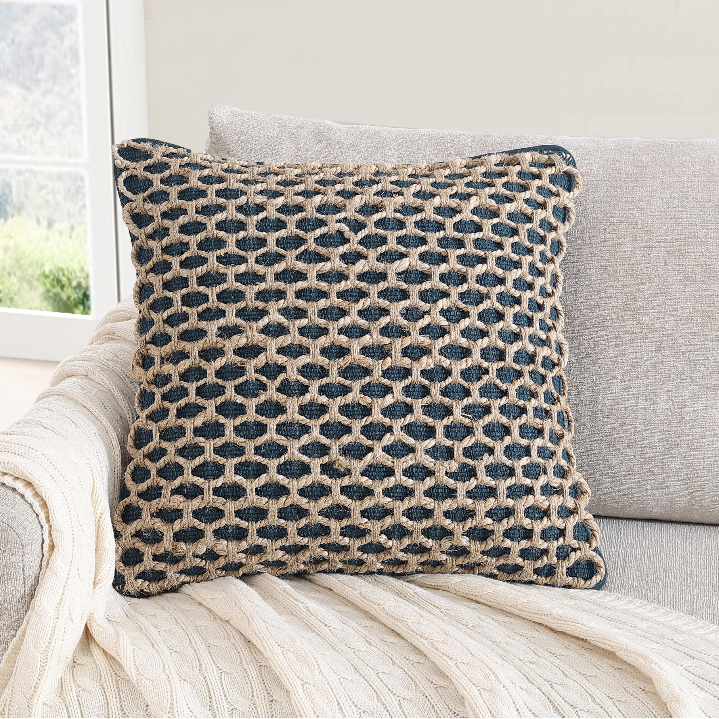 Boho Living Jada Braided Cotton/Jute Throw Pillows