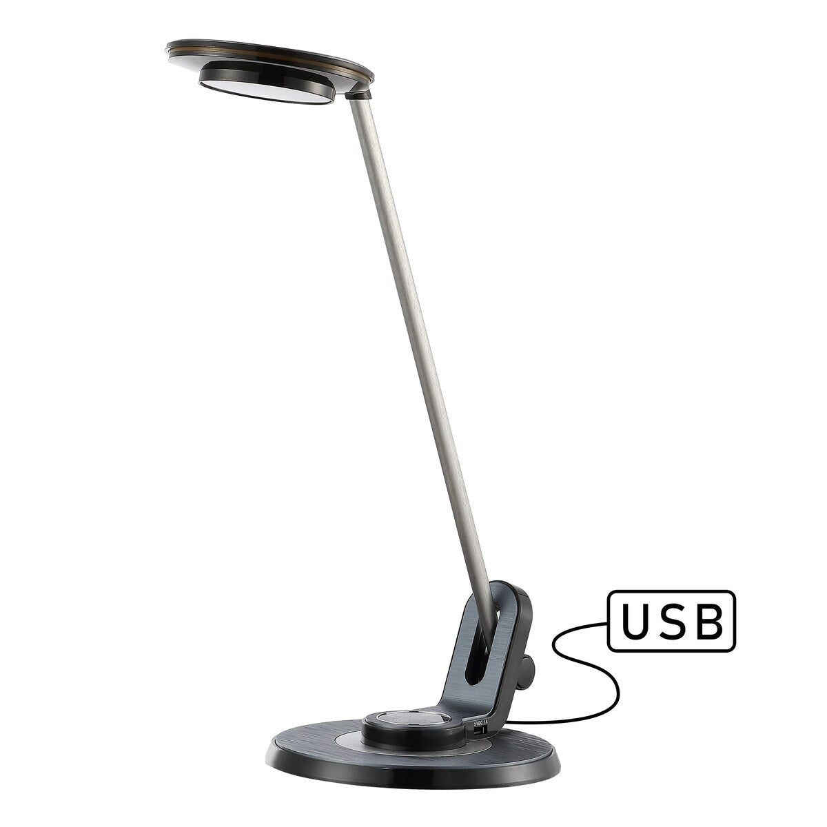 Gaines 18.5 Aluminum Contemporary Minimalist Adjustable Dimmable USB Charging LED Task Lamp, Black by JONATHAN Y