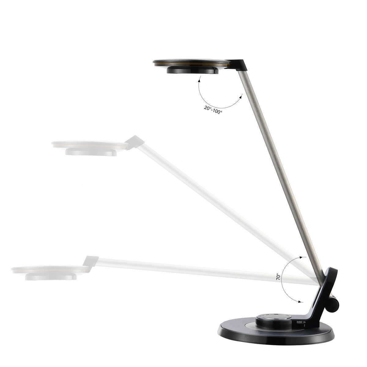 Gaines 18.5 Aluminum Contemporary Minimalist Adjustable Dimmable USB Charging LED Task Lamp, Black by JONATHAN Y