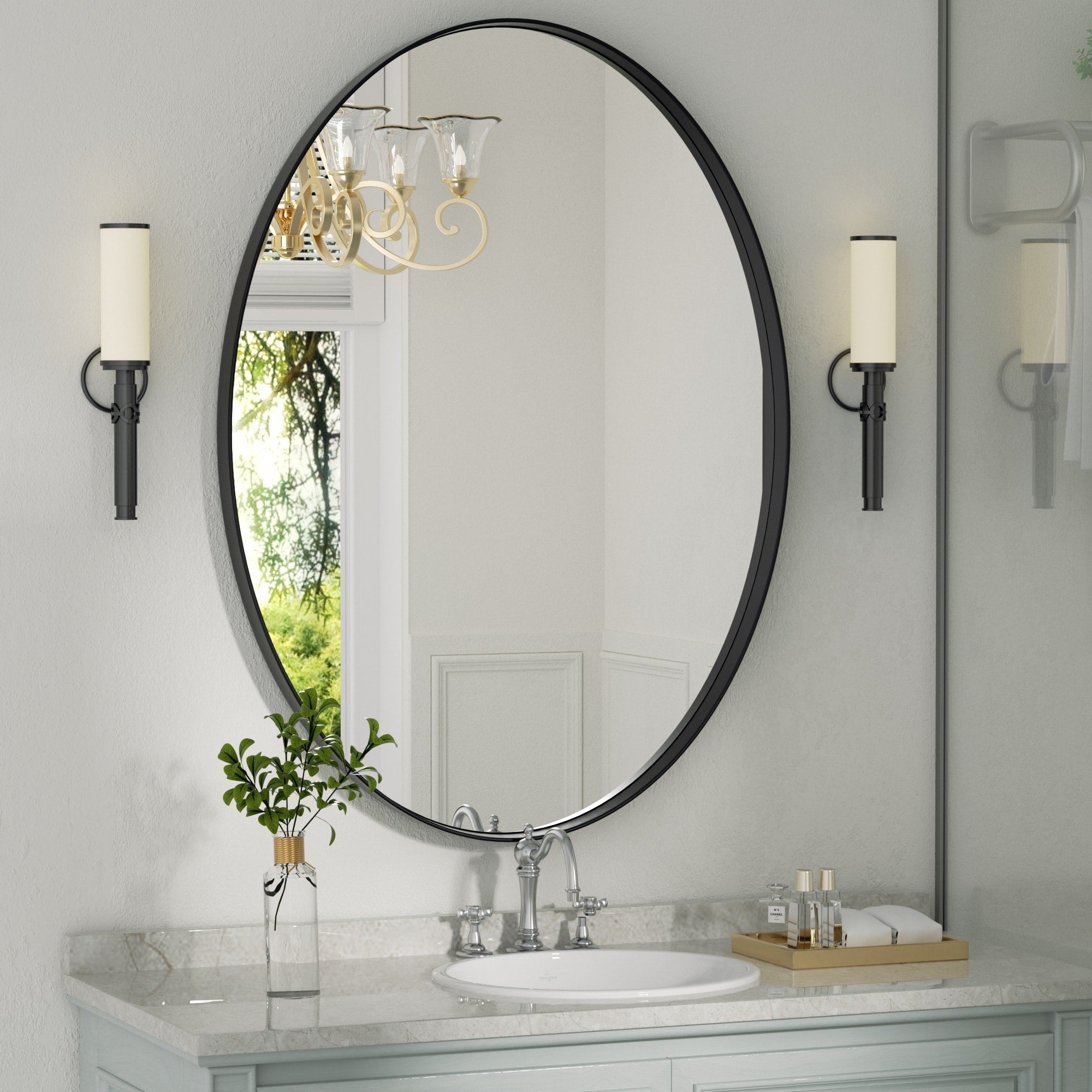 Bathroom Mirror Wall Mirror Vanity Mirror with Metal Frame (1 Piece)