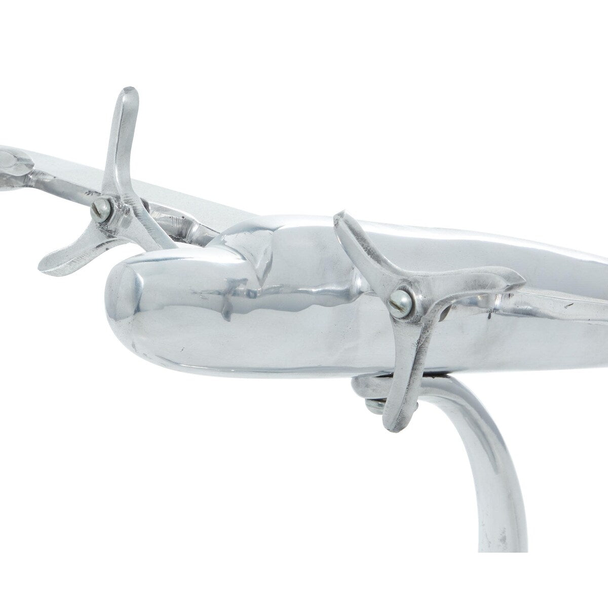 Aluminum Metal Airplane Decorative Sculpture - Silver - Roche River Decor