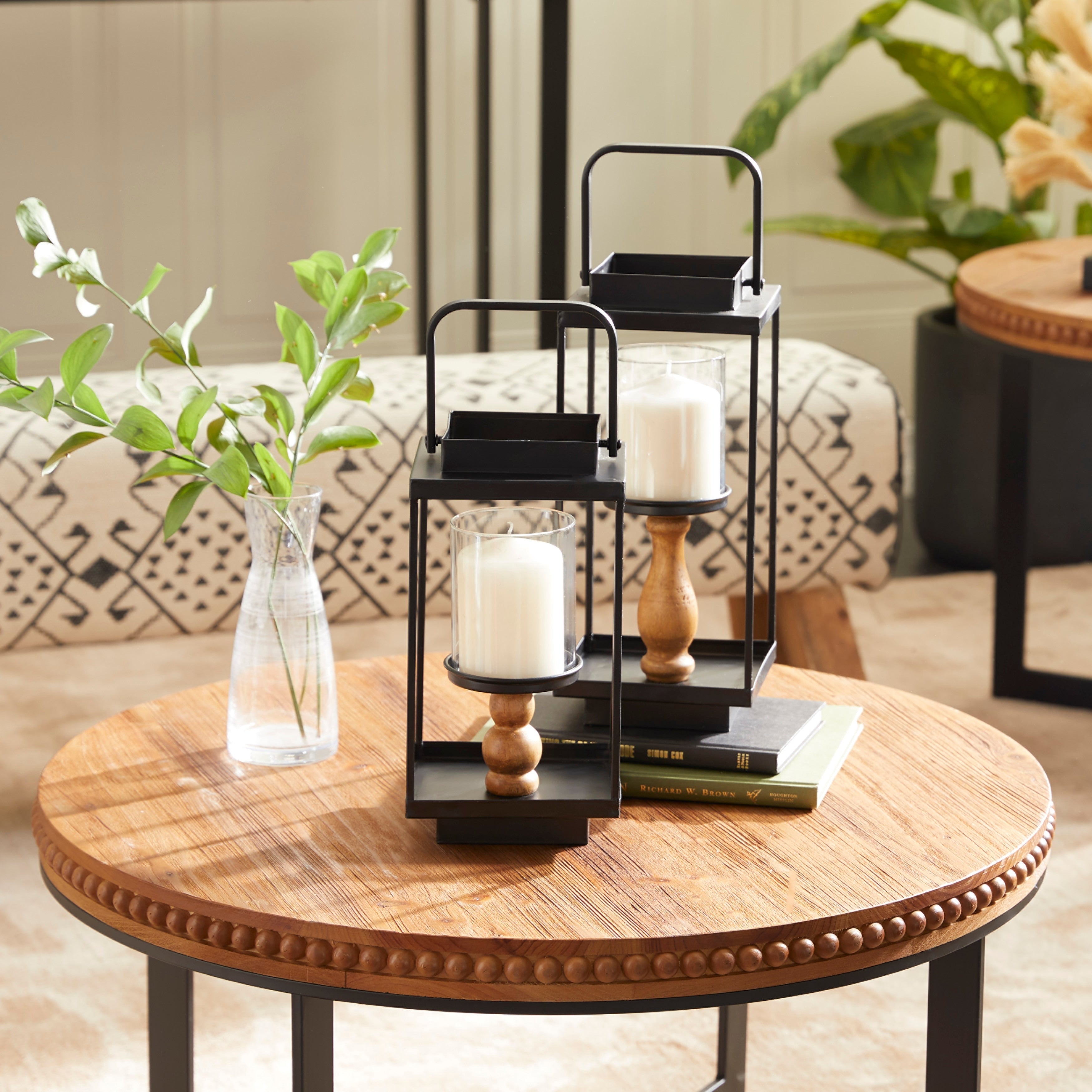 Black Iron Contemporary Lantern (Set of 2) - 6 x 7 x 13