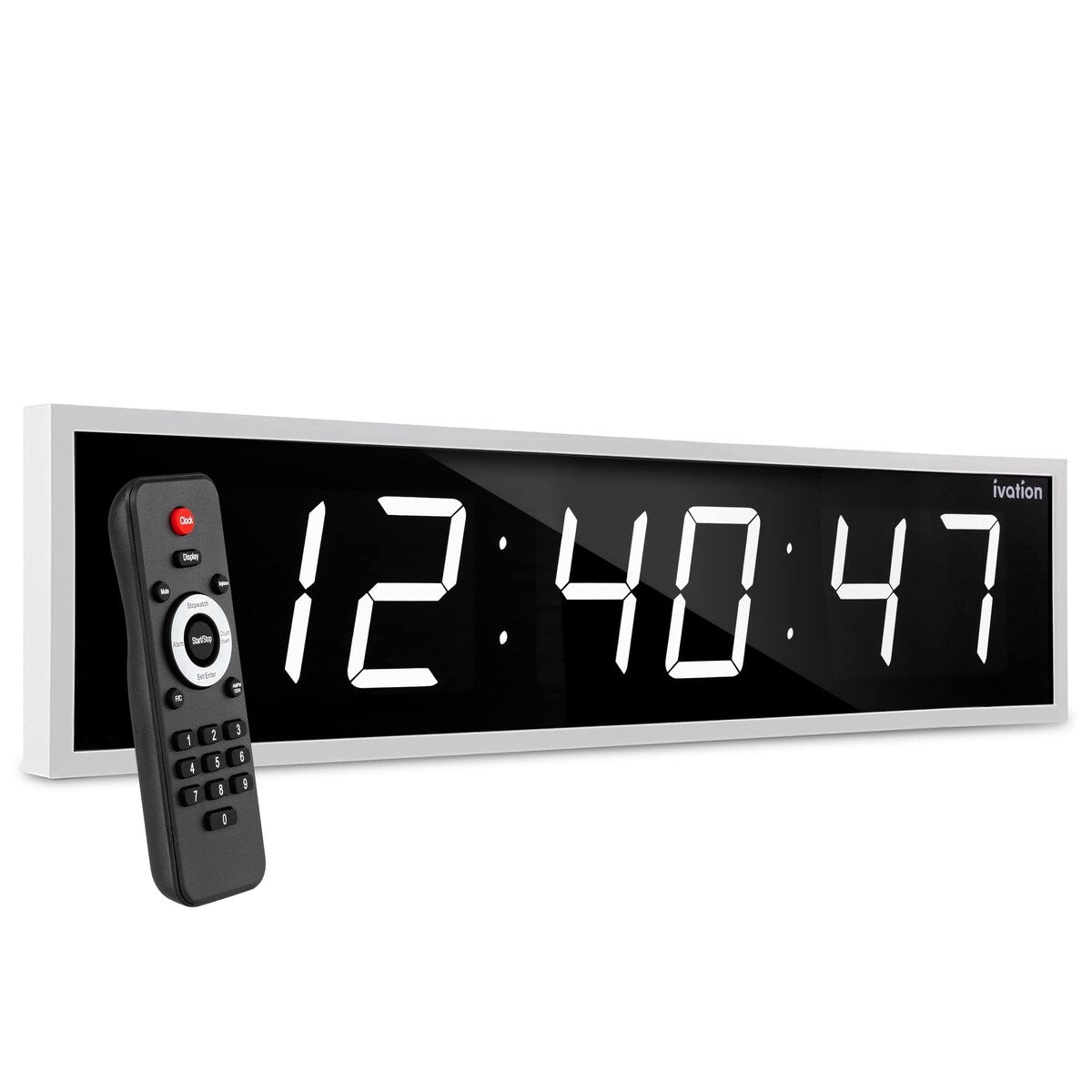 Ivation Large Digital Wall Clock, LED Display W/Timer