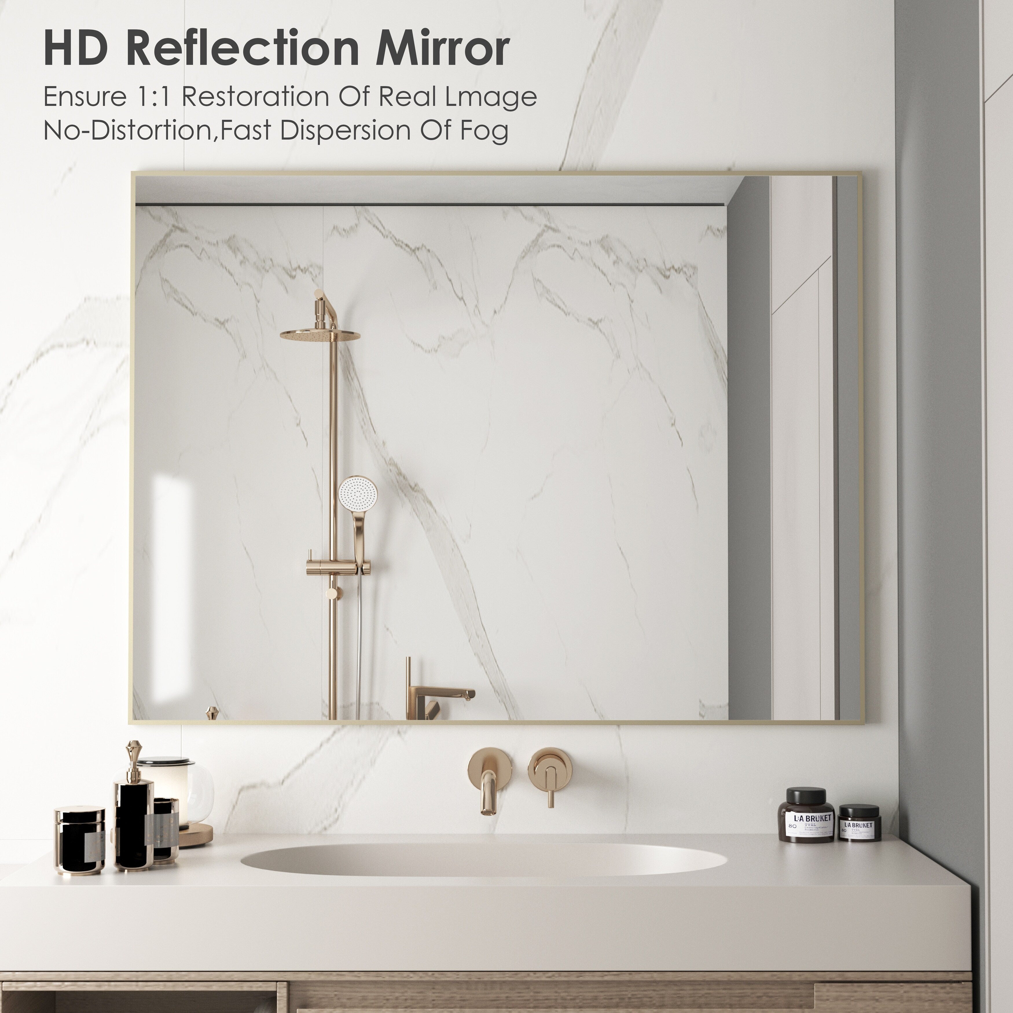 Aluminum Alloy Framed Wall Mounted Bathroom Vanity Accent Mirror in