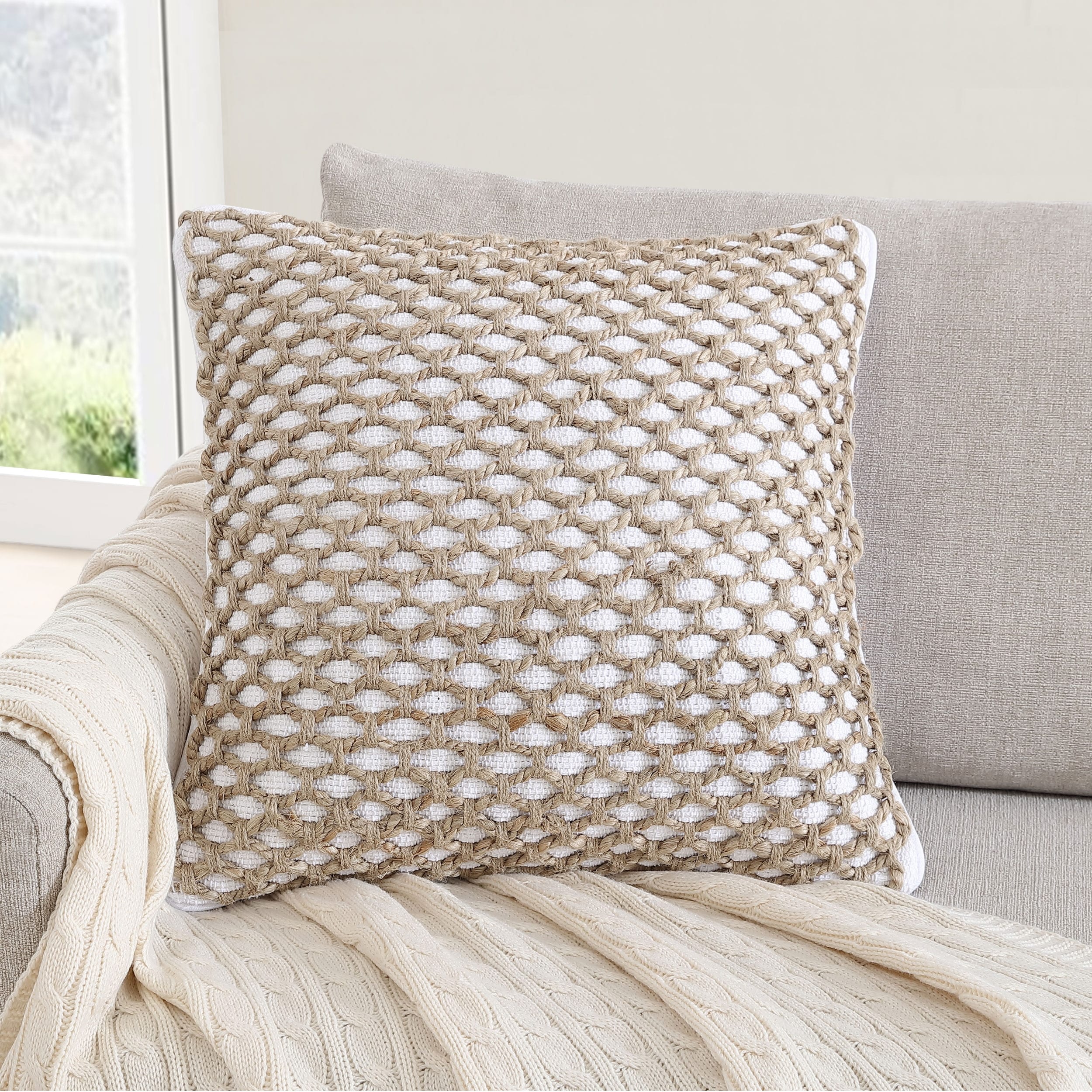 Boho Living Jada Braided Cotton/Jute Throw Pillows