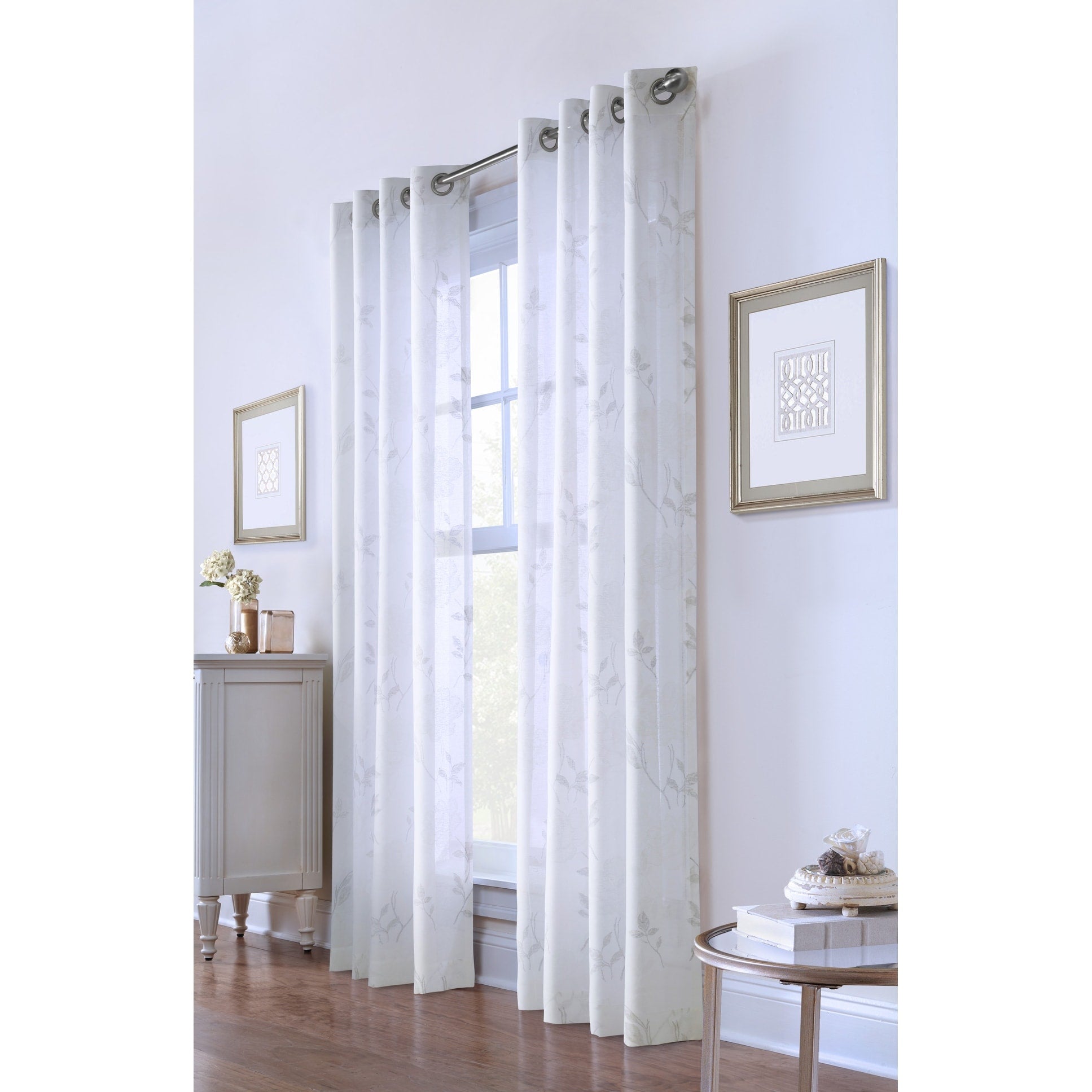 Triston Semi Sheer Floral Printed Curtain Panel by Habitat