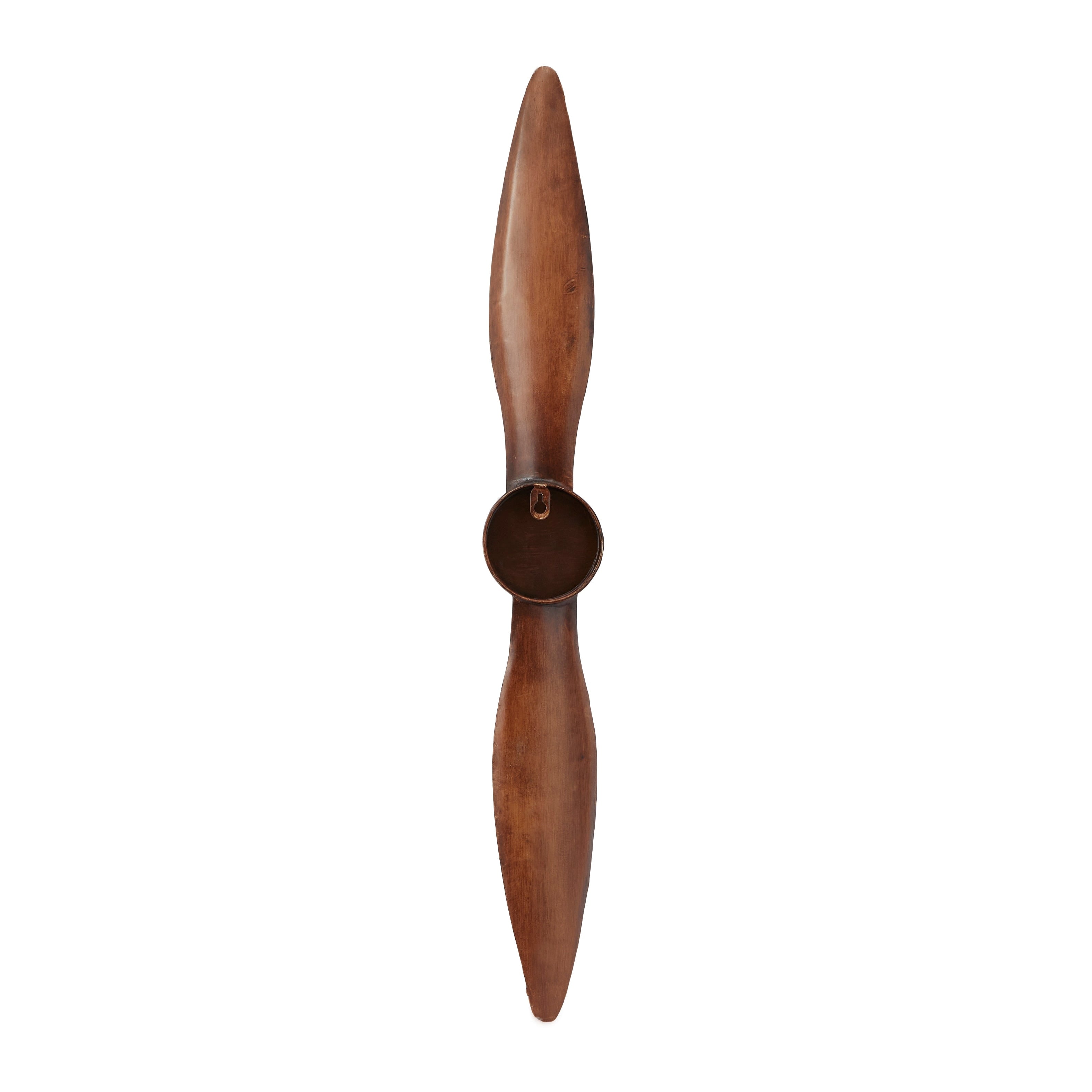 Vintage Brown Metal 2 Blade Airplane Propeller Wall Decor with Aviation Detailing