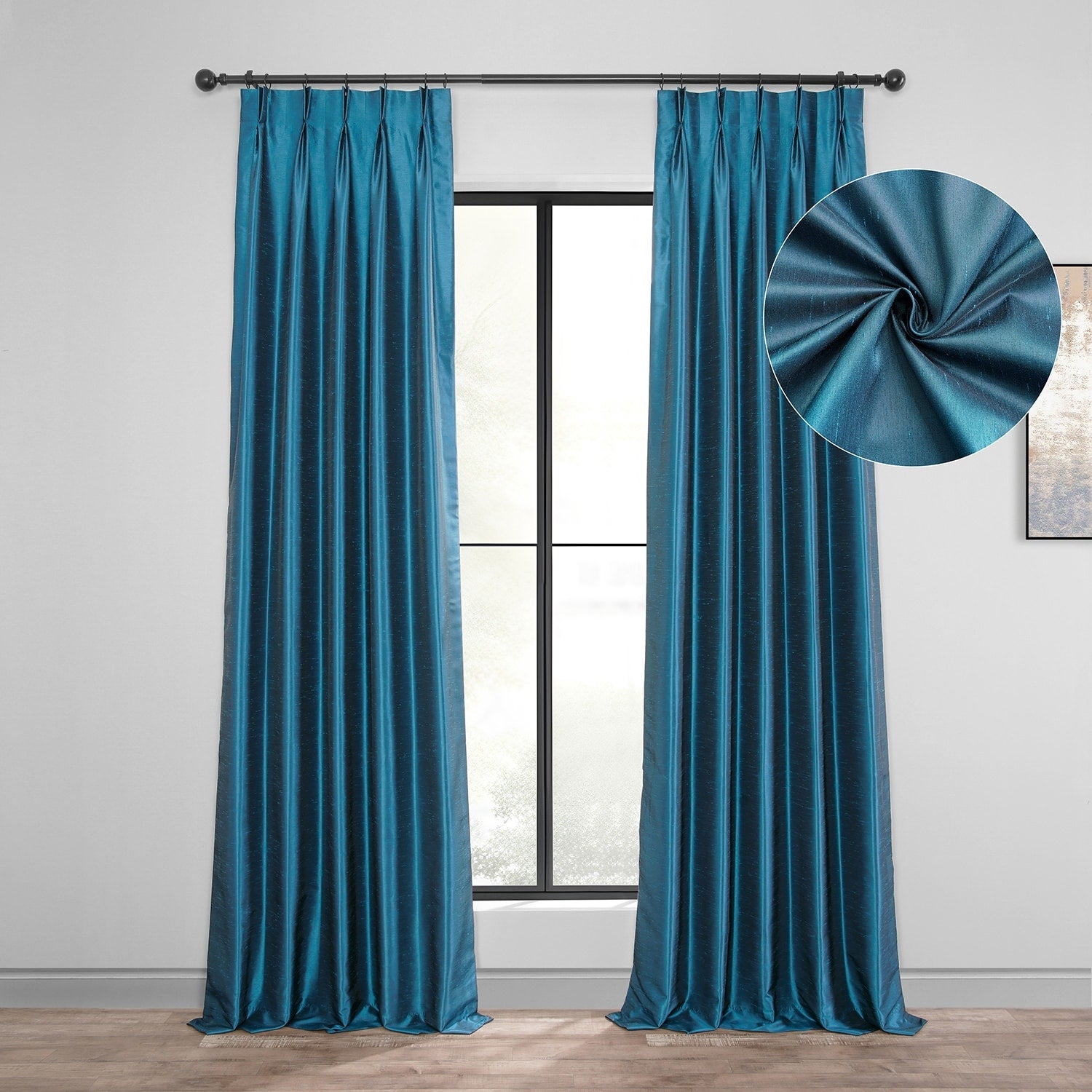 Exclusive Fabrics Solid Vintage Textured Faux Dupioni Silk Pleated Blackout Curtain (1 Panel)